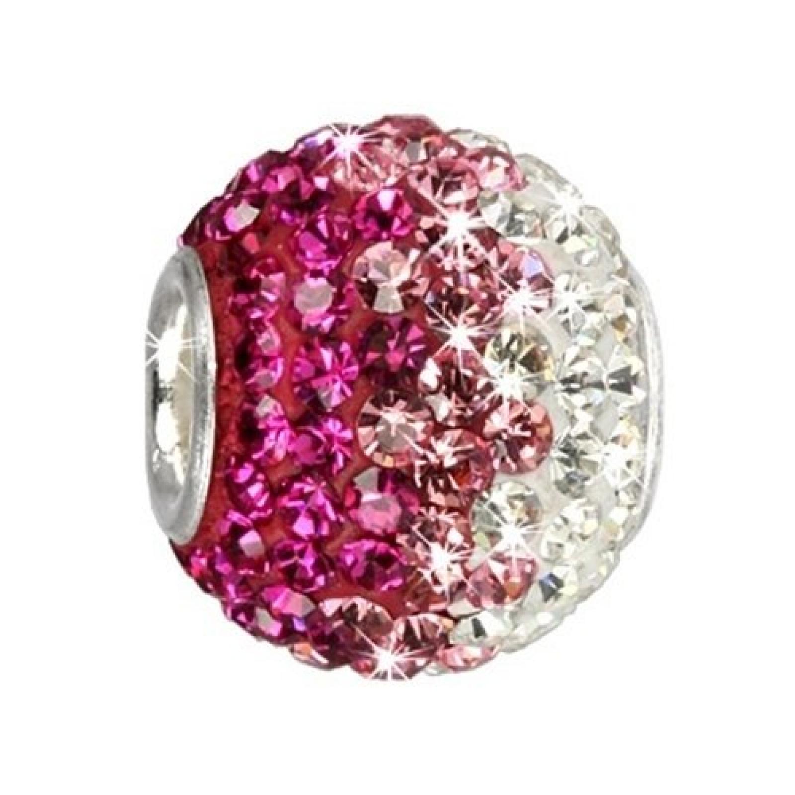 SilberDream Glitzer Bead Swarovski Kristalle pink ICE SilberDream Silber Beads f&uuml;r Bettelarmb&auml;nder GSB004 