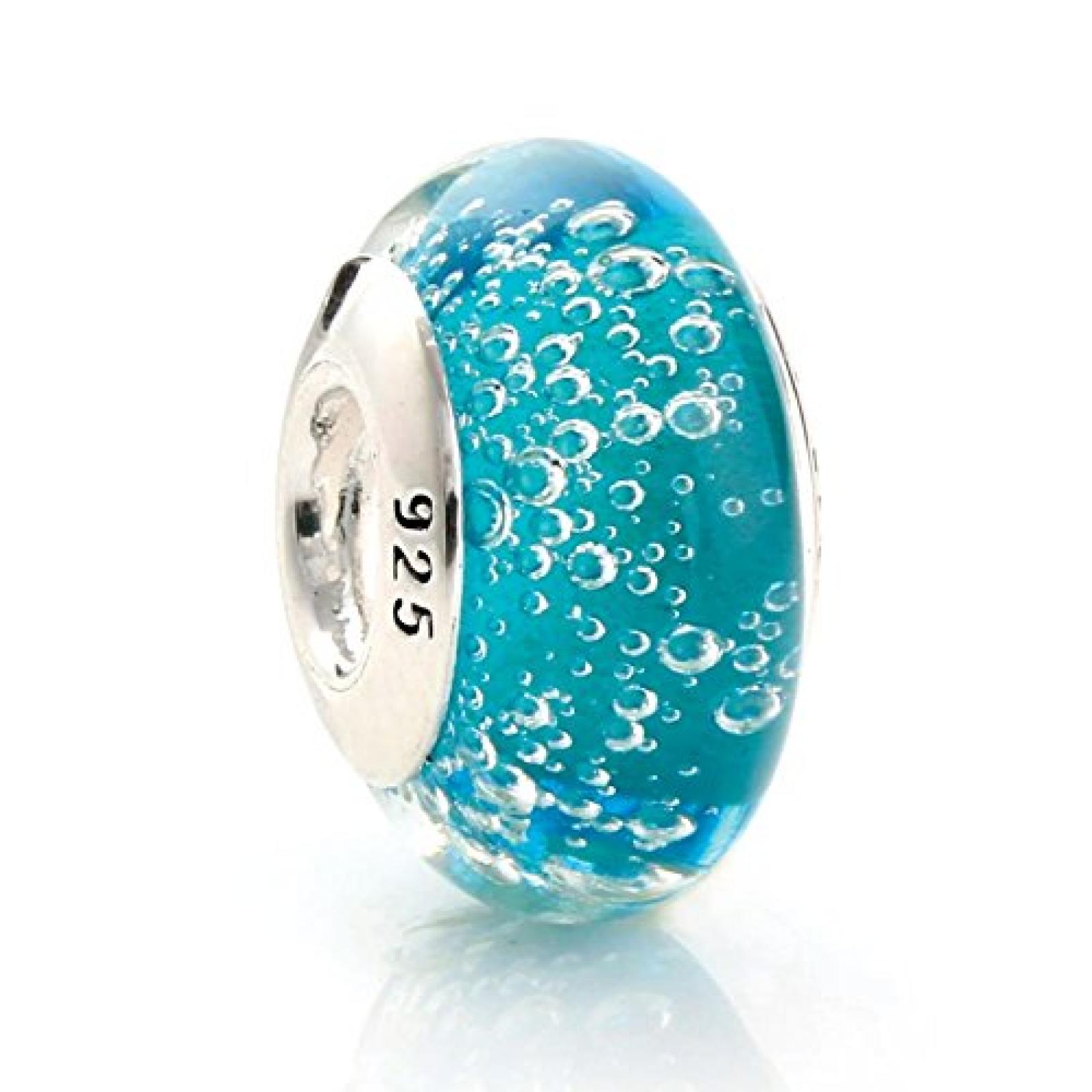 TAOTAOHAS Damen - European Armband charms Beads, Gewinde Sterling-Silber 925 mit See blau Murano glas Perle, Sprudeln 