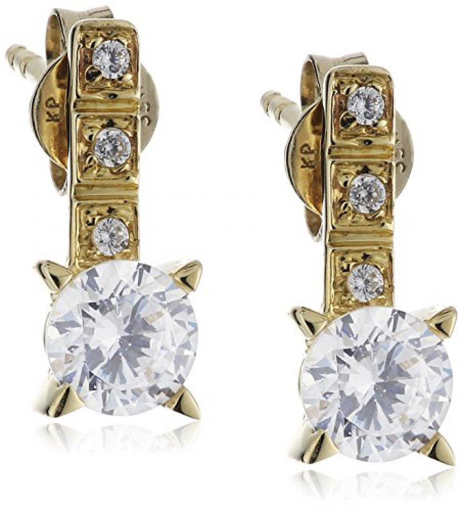 Celesta Damen-Ohrstecker 333 Gelbgold 8x Zirkonia L= 14 mm 360320118 