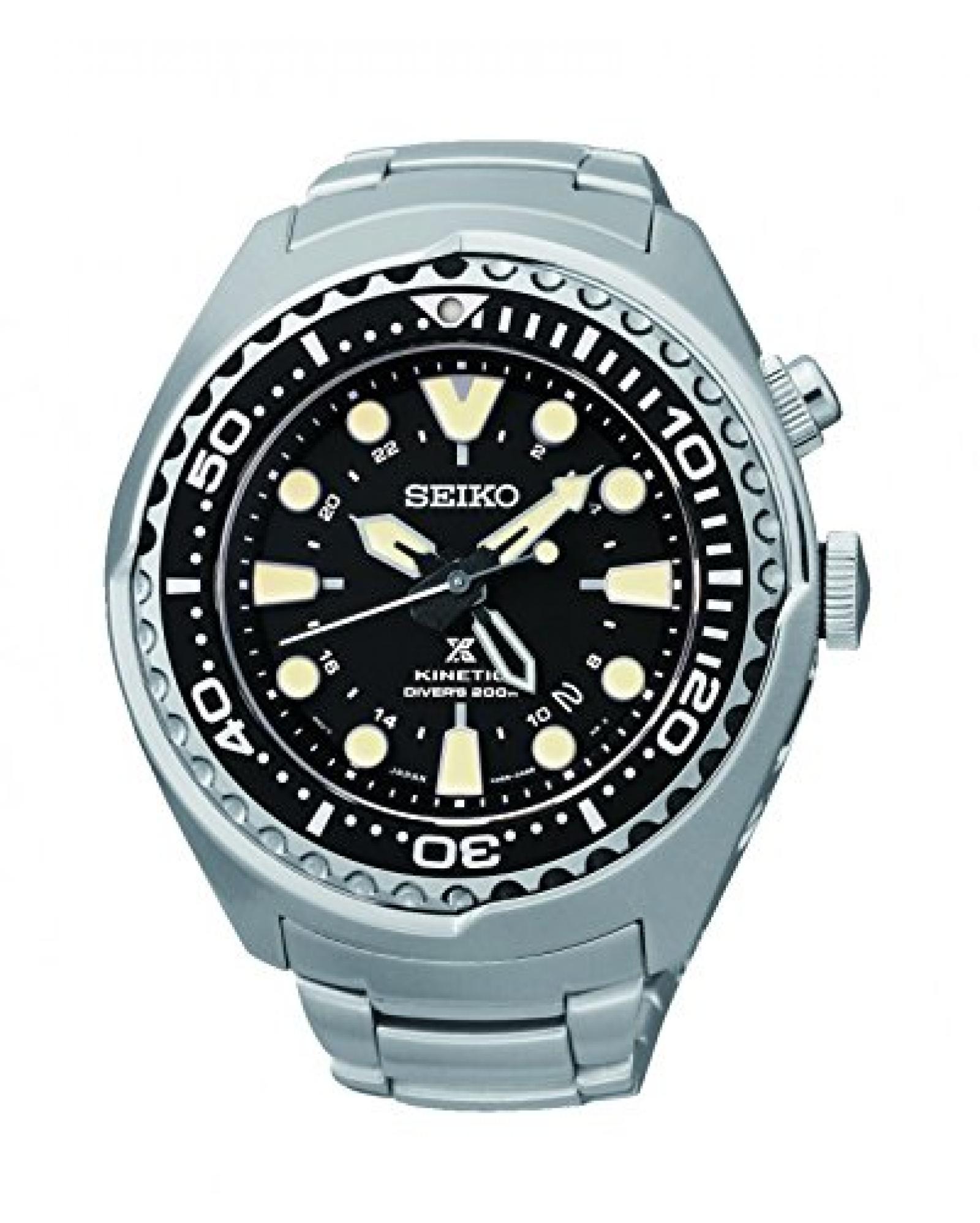 Seiko Herren-Armbanduhr XL Kinetic Diver Chronograph Quarz Edelstahl SUN019P1 