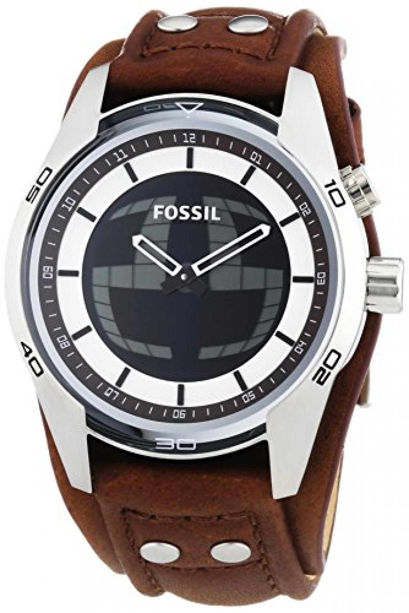 Fossil Herren-Armbanduhr XL Coachman Analog - Digital Quarz Leder JR1471 