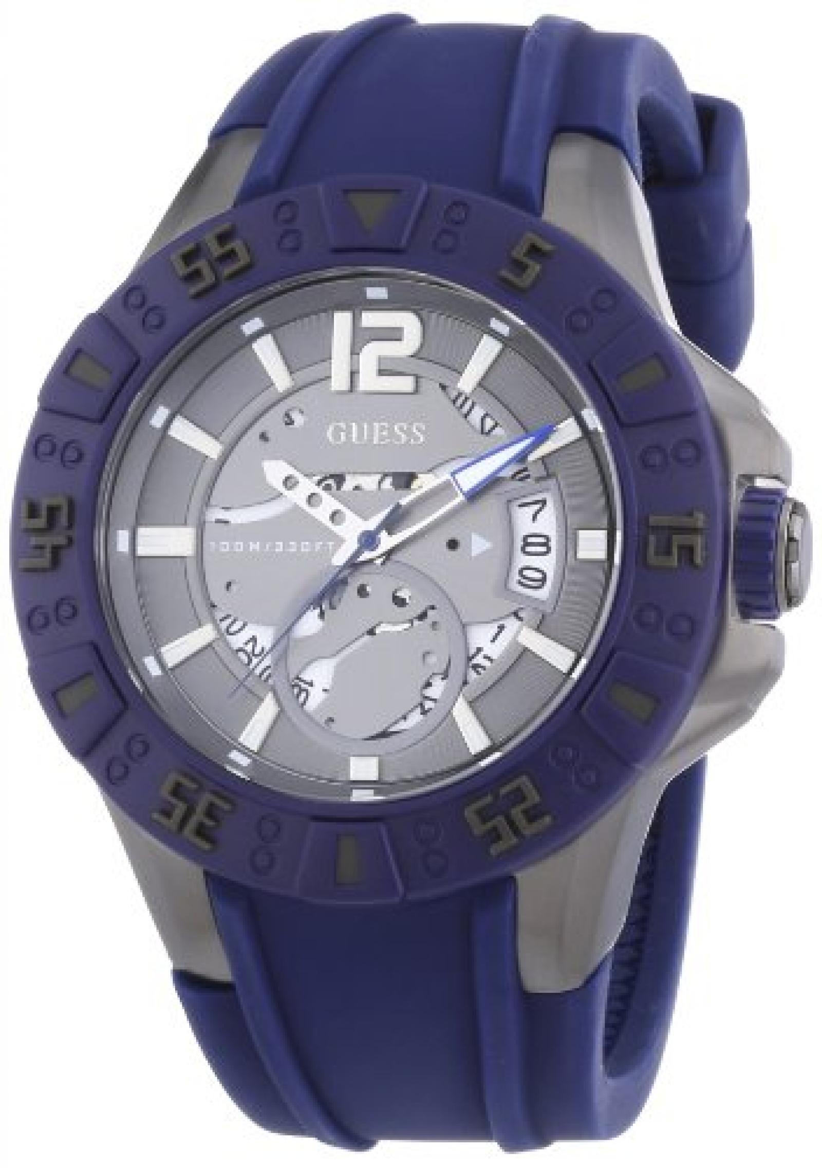 Guess Herren-Armbanduhr XL Magnum Analog Quarz Silikon W0034G6 Guess Herren-Armbanduhr XL Magnum Analog Quarz Silikon W0034G6