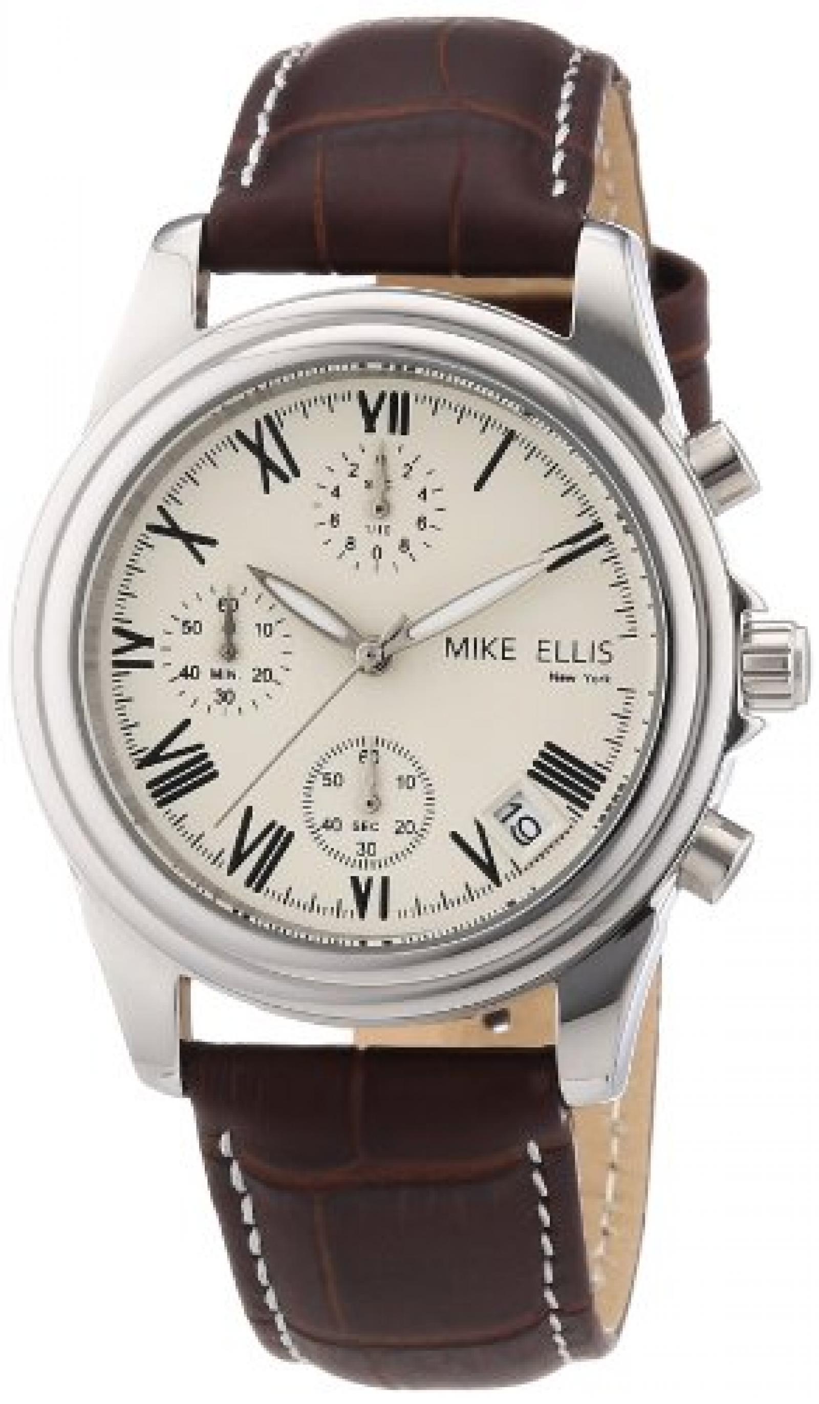 Mike Ellis New York Herren-Armbanduhr Chronograph Quarz Leder M2450SSL/1 Mike Ellis New York Herren-Armbanduhr Chronograph Quarz Leder M2450SSL/1