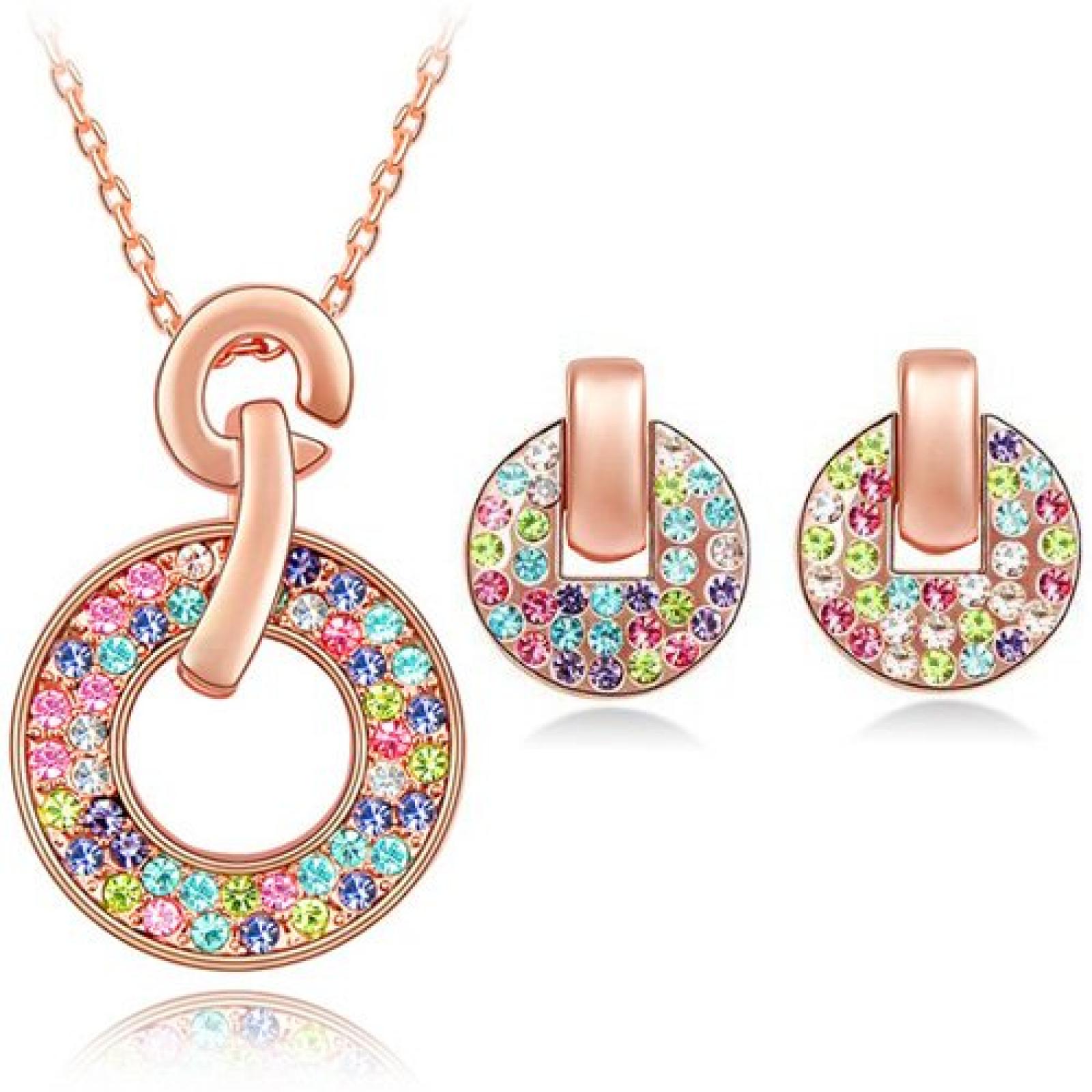 Floray Damen Anhänger Halskette und Ohrringe Schmuckset - Schöne Kristall ,18K rosa Gold plattiert Floray Damen Anhänger Halskette und Ohrringe Schmuckset - Schöne Kristall ,18K rosa Gold plattiert