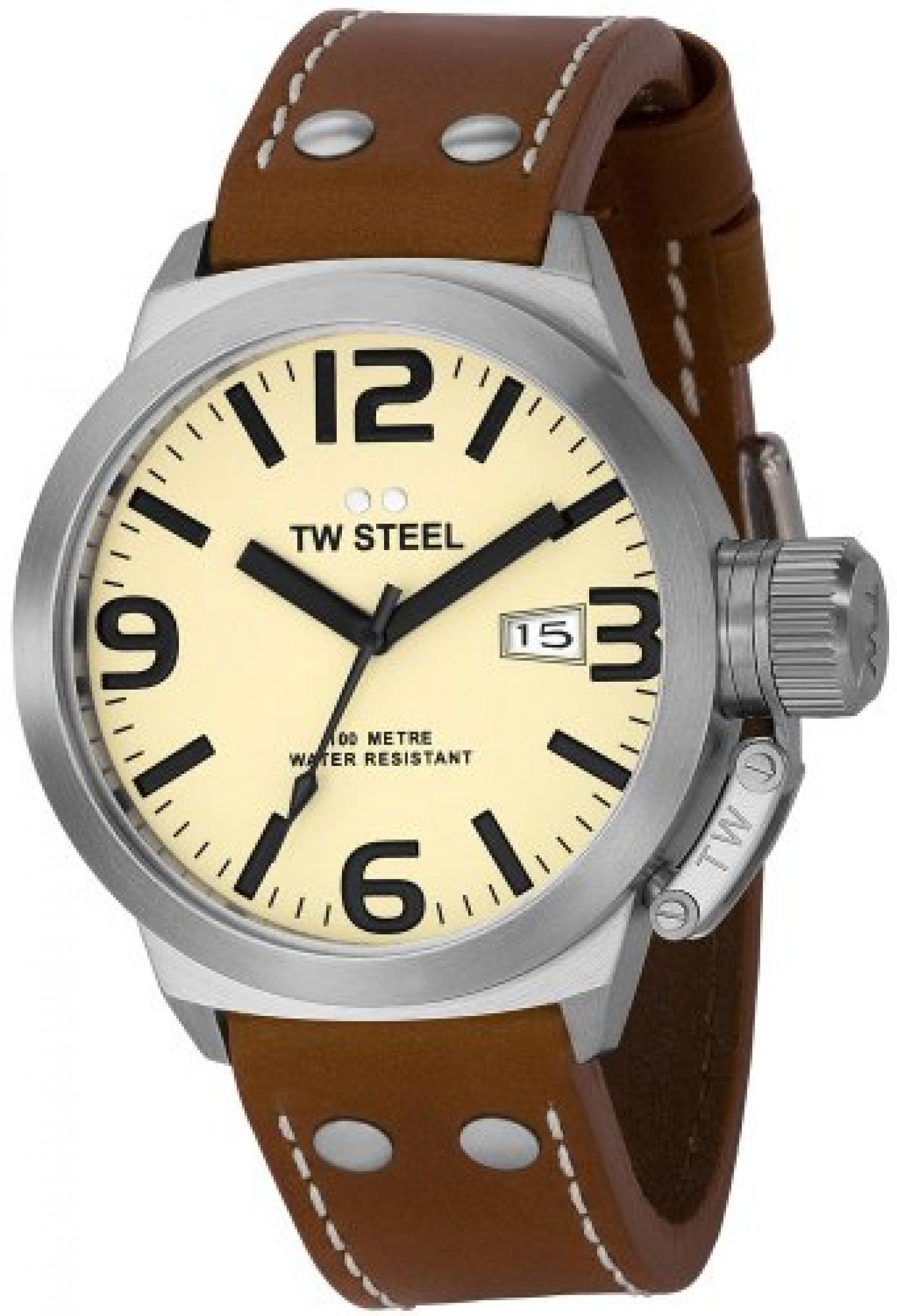 TW-STEEL Armbanduhr Canteen Style TW-1, Braun 