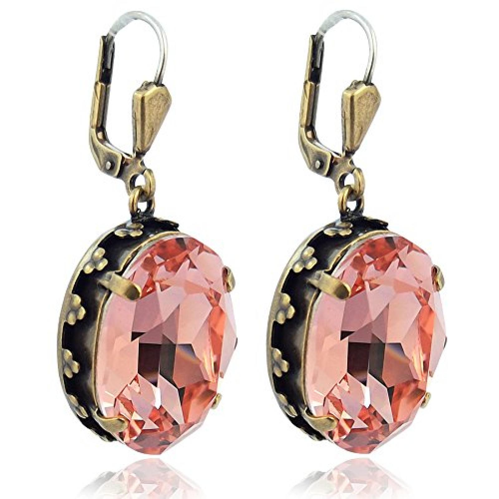 Jugendstil Ohrringe mit Swarovski Elements - Rose Peach 