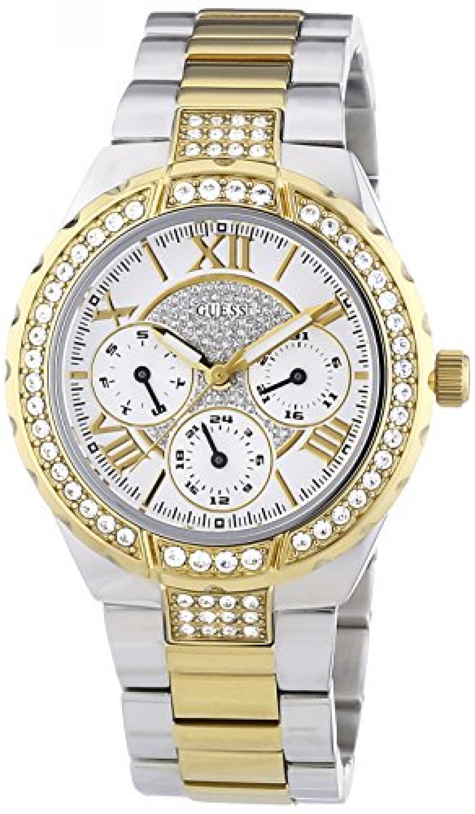 Guess Damen-Armbanduhr XL Analog Quarz Edelstahl W0111L5 