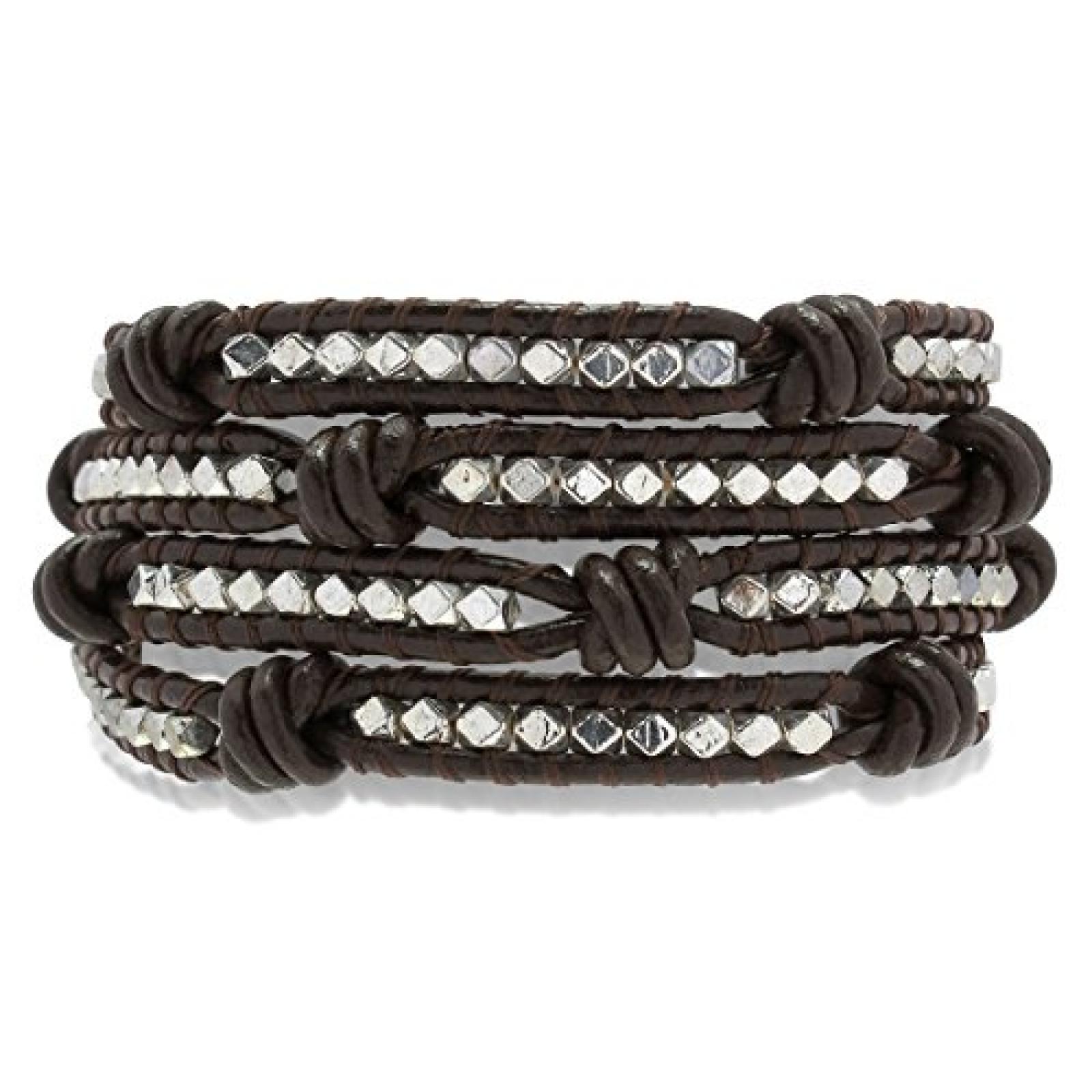Rafaela Donata Armband Echtleder dunkelbraun geknotet Metallbeads 72cm - 60291076 
