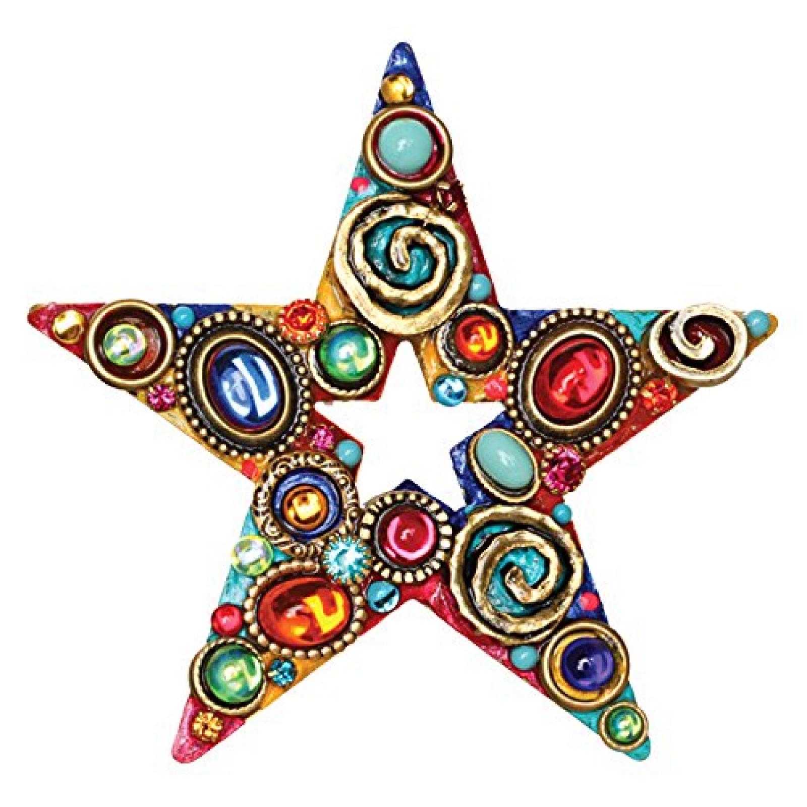 Michal Golan Blechbläser, Mehrfarben Swarovski Kristall Stern Stift mit Perlen Michal Golan Blechbläser, Mehrfarben Swarovski Kristall Stern Stift mit Perlen