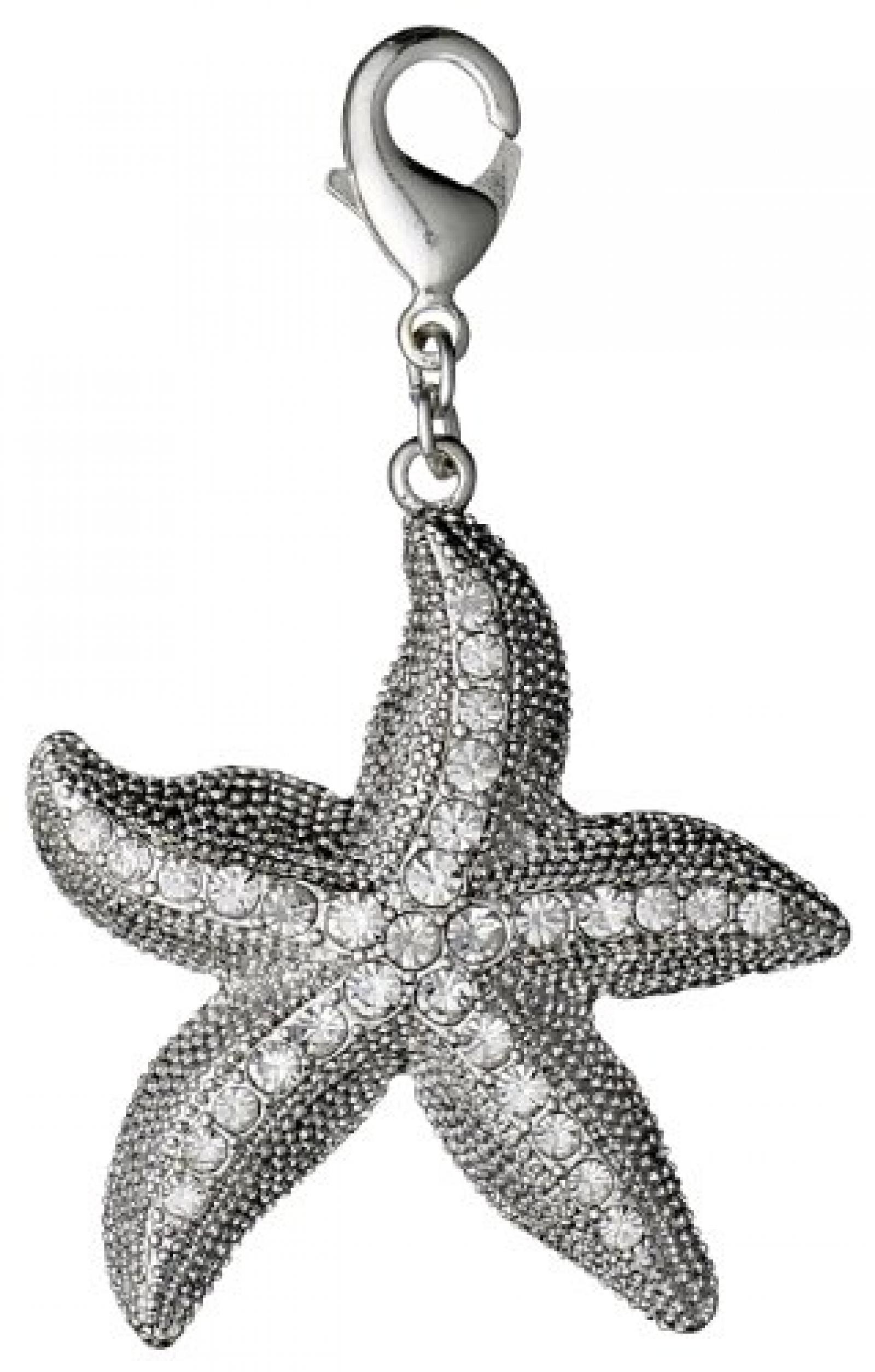 Pilgrim Jewelry Damen-Anhänger Messing aus der Serie Mega versilbert,weiß 6 cm 411326006 