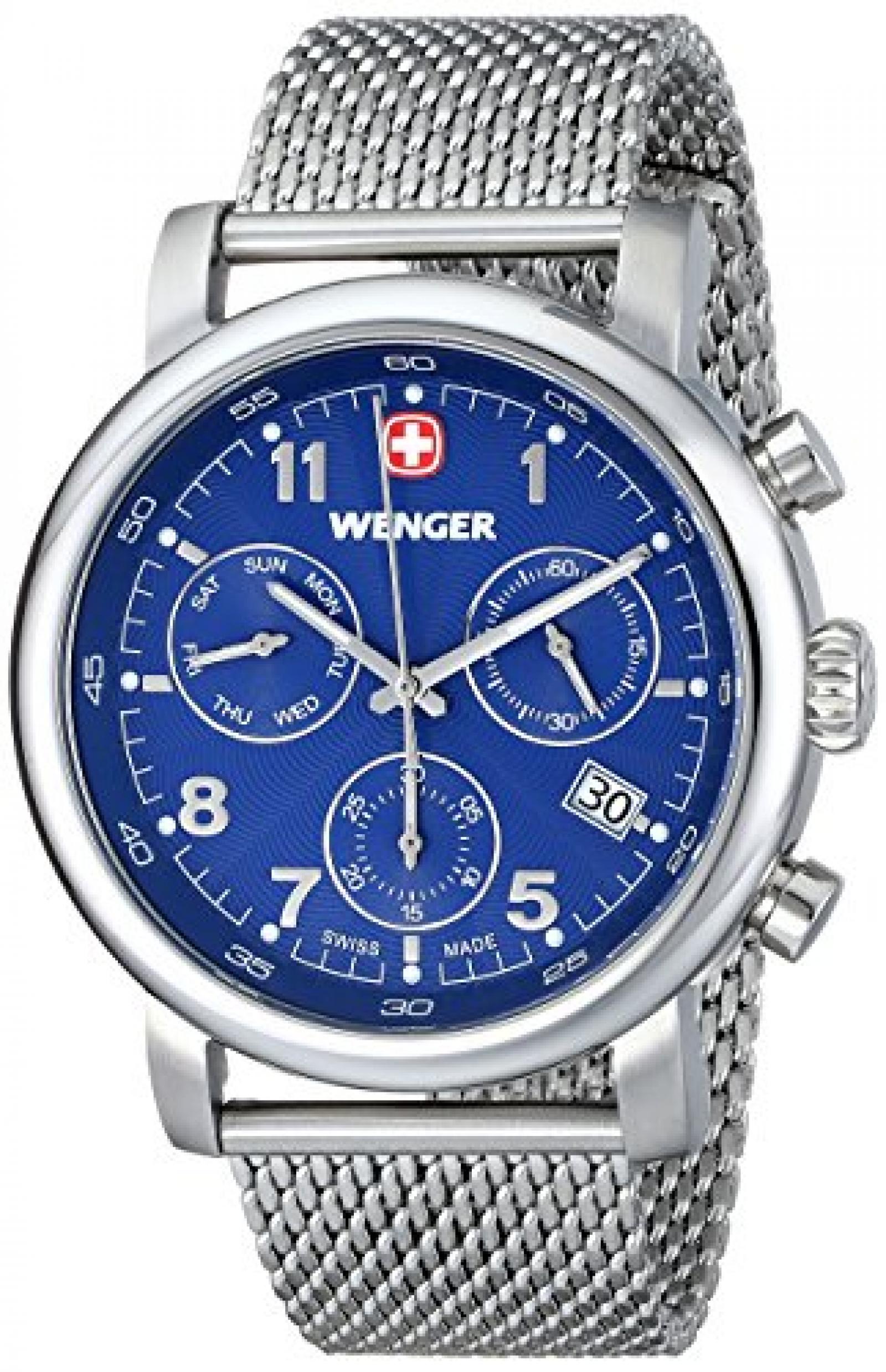 Wenger Herren-Armbanduhr Urban Classic Chrono Analog edelstahl Silber 011043101 