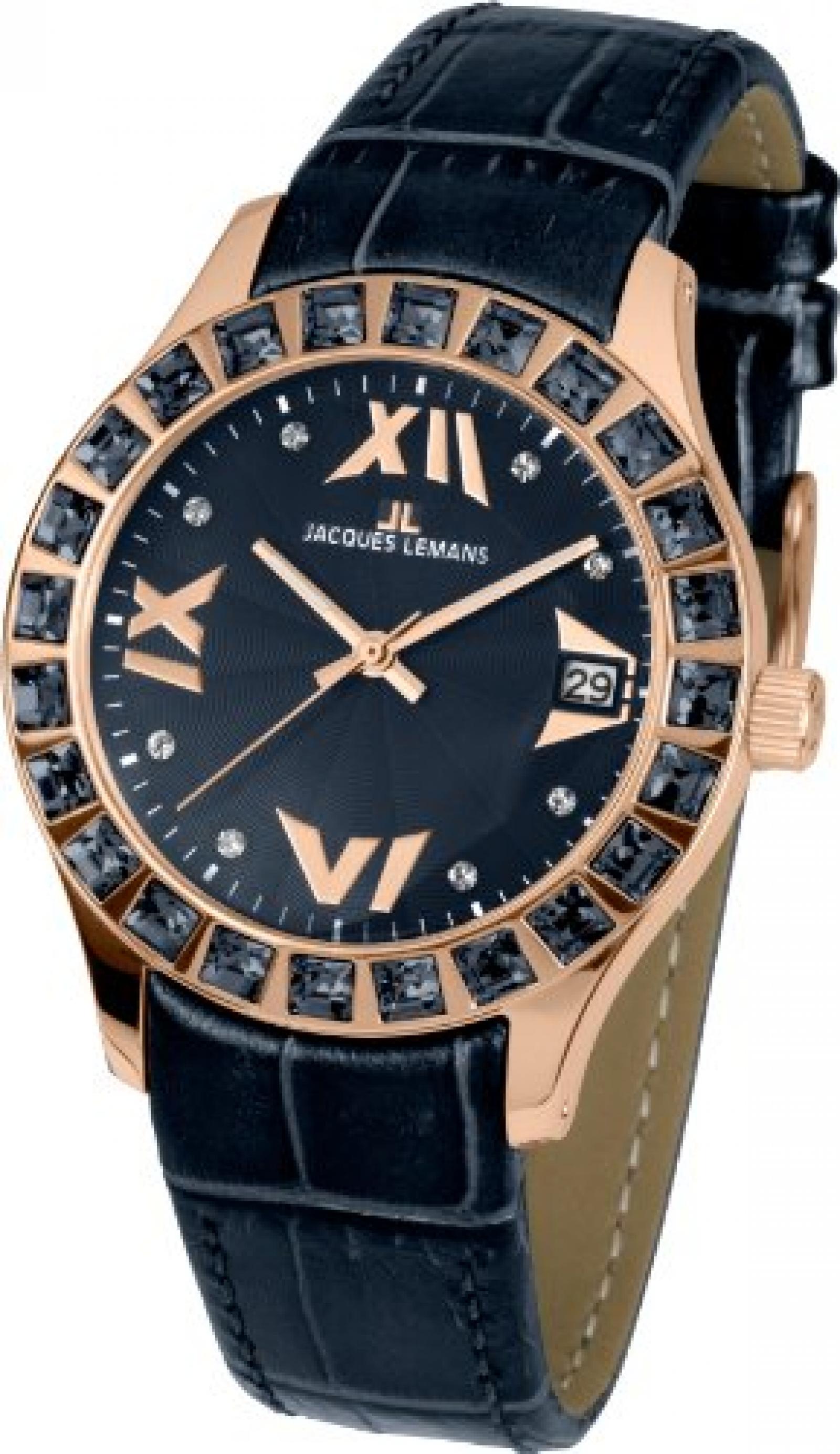 Jacques Lemans Damen-Armbanduhr Rome Analog Quarz Leder 1-1571ZI Jacques Lemans Damen-Armbanduhr Rome Analog Quarz Leder 1-1571ZI