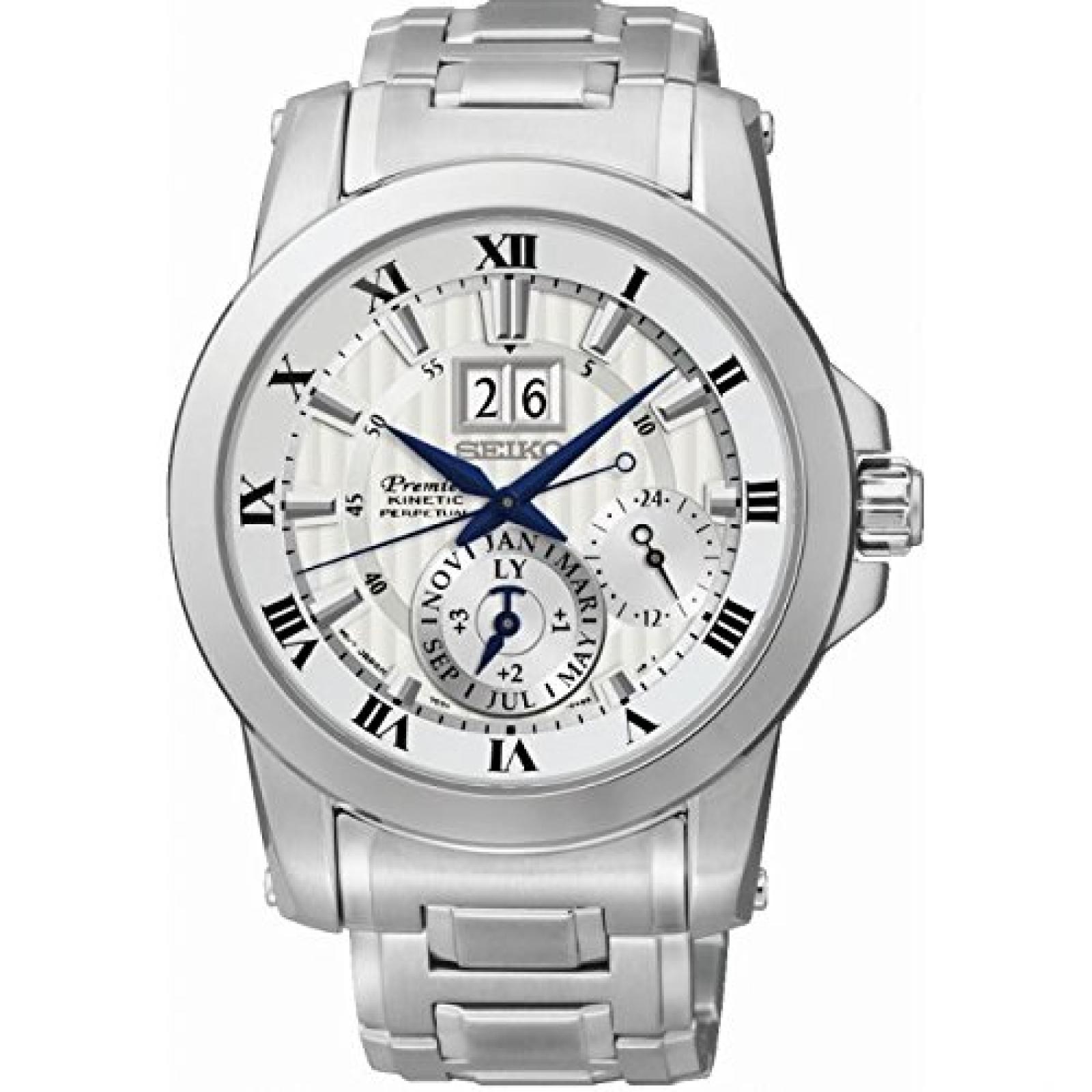 Seiko Herren-Armbanduhr XL Premier Kinetik Perpetual Analog Quarz Edelstahl SNP091P1 Seiko Herren-Armbanduhr XL Premier Kinetik Perpetual Analog Quarz Edelstahl SNP091P1