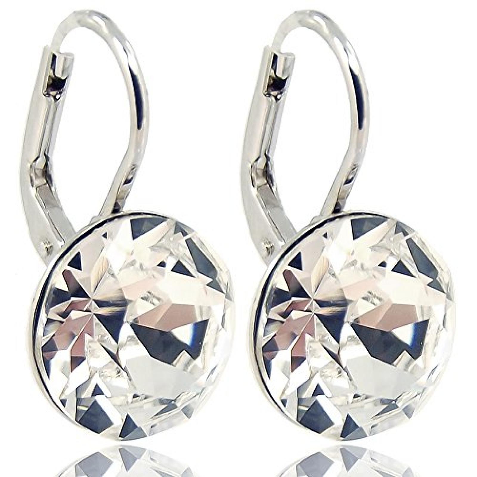 Ohrringe mit SWAROVSKI ELEMENTS - Farbe Silber Crystal - Etui - Made in Germany 