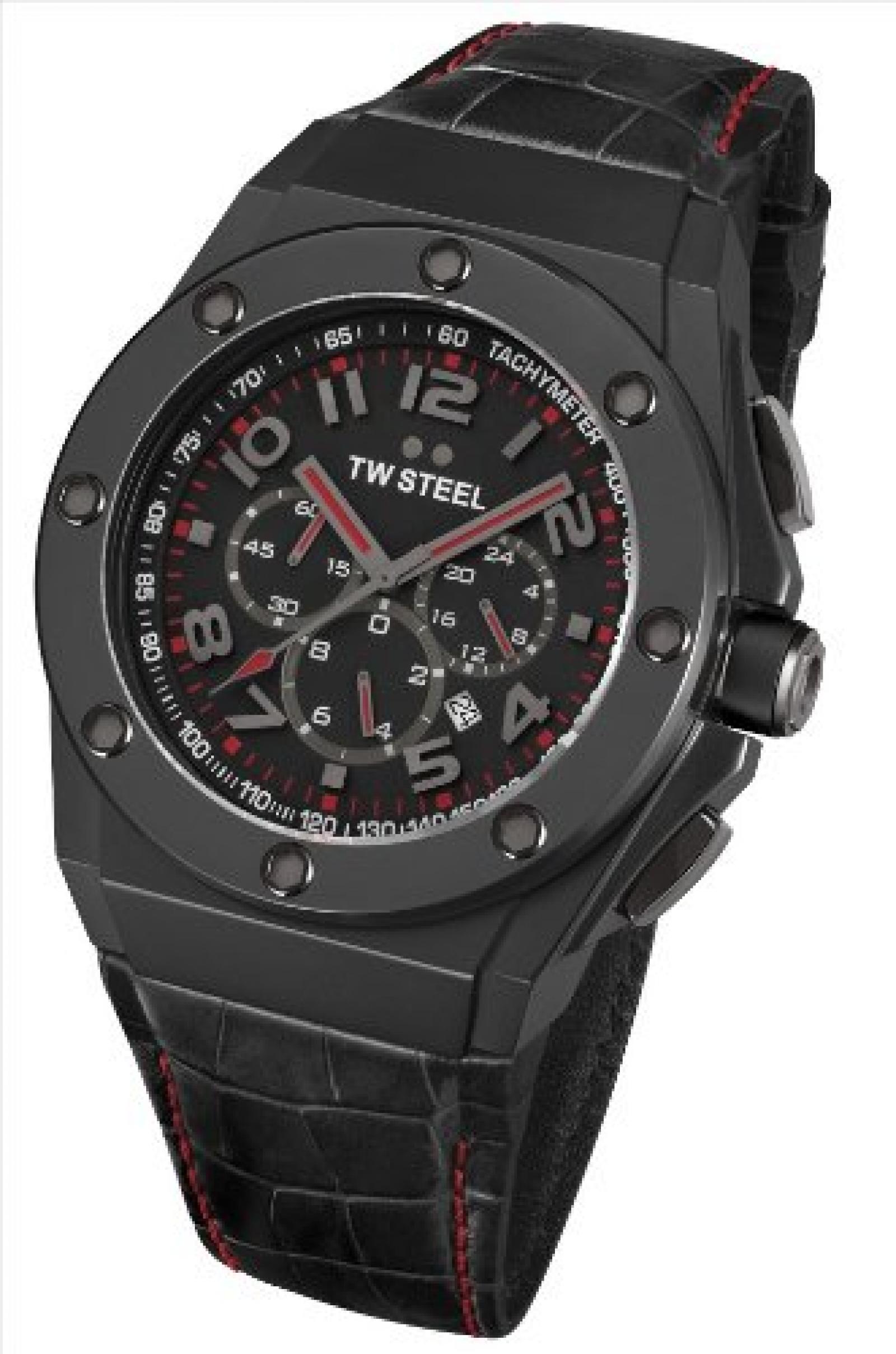 TW Steel Herren-Armbanduhr XL CEO TECH Chronograph Quarz Leder TWCE4009 
