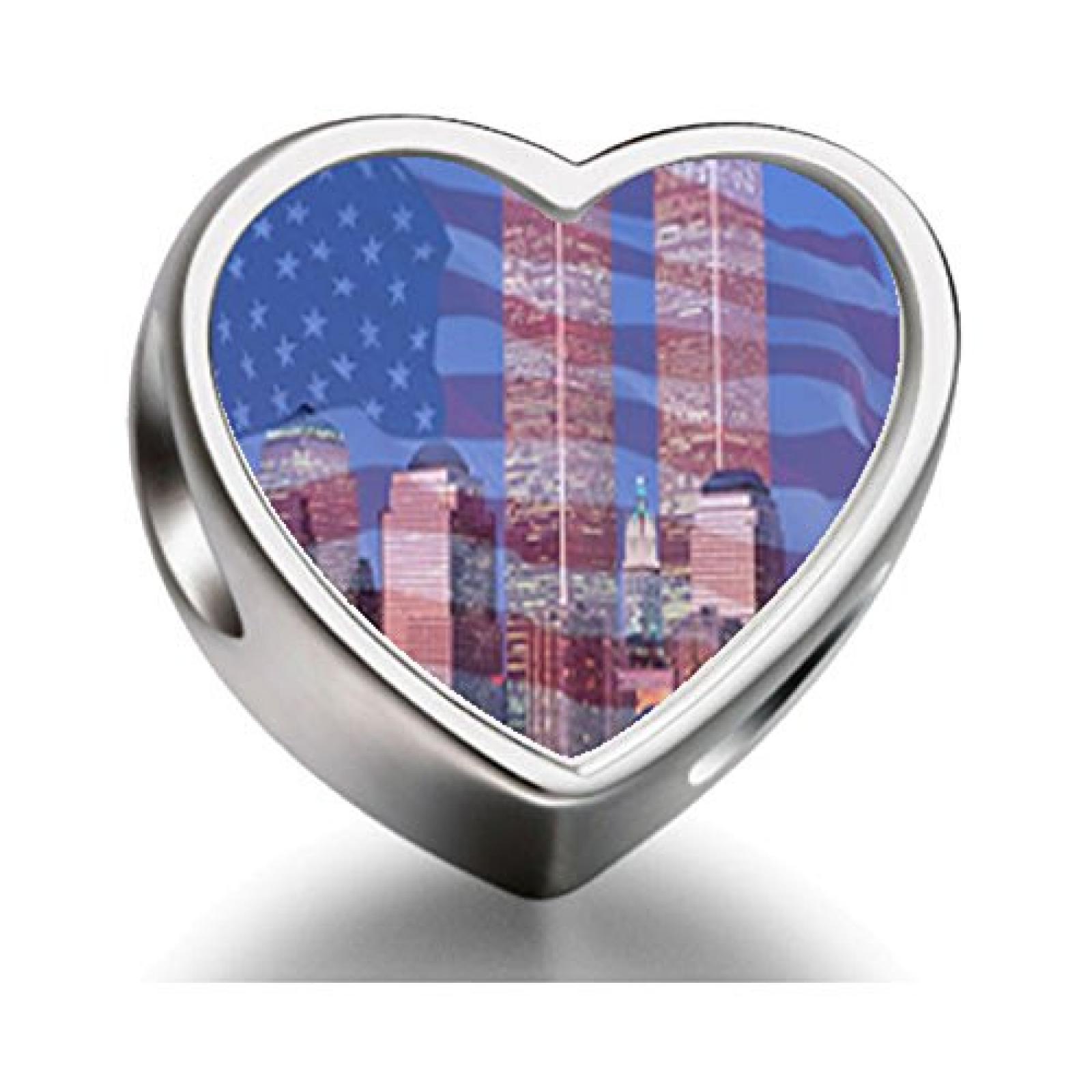 925 Sterling Silver Charms Beads American Twin Towers Heart Photo Charm Beads Fit Pandora Chamilia Biagi beads Charms Bracelet 925 Sterling Silver Charms Beads American Twin Towers Heart Photo Charm Beads Fit Pandora Chamilia Biagi beads Charms Bracelet