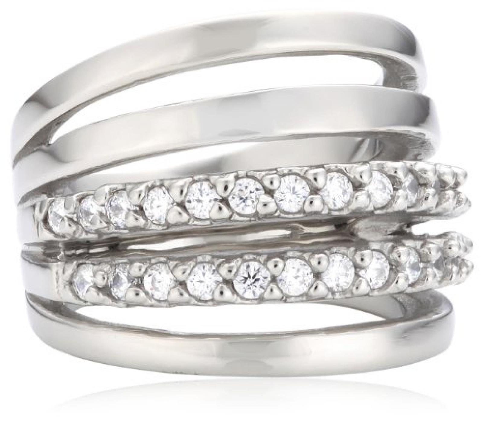 Mike Ellis New York Damen-Ring Edelstahl Zirkonia wei&szlig; Gr.52 (16.6) D1519C 