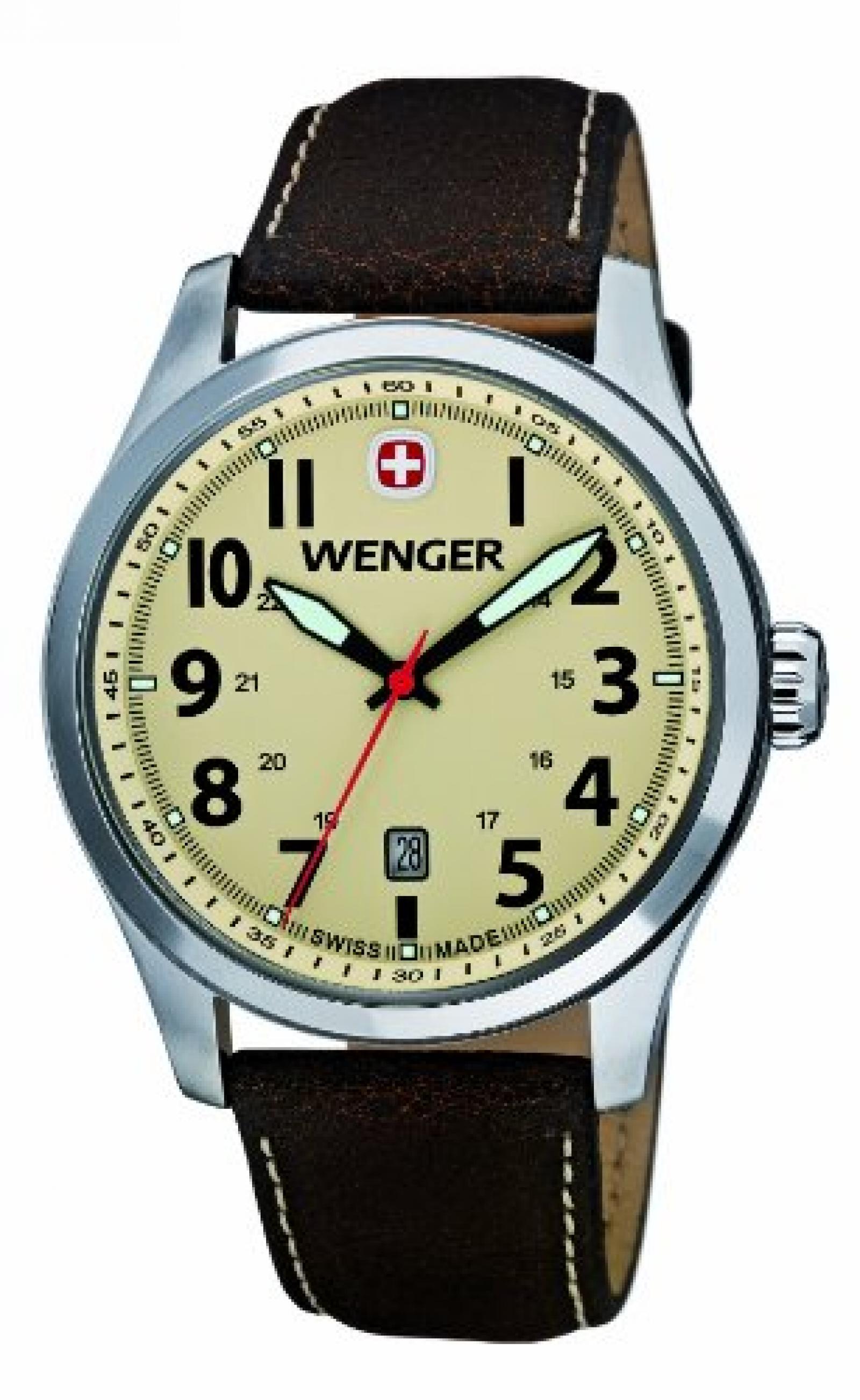 Wenger Herren-Armbanduhr XL Terragraph Analog Quarz Leder 01.0541.106 