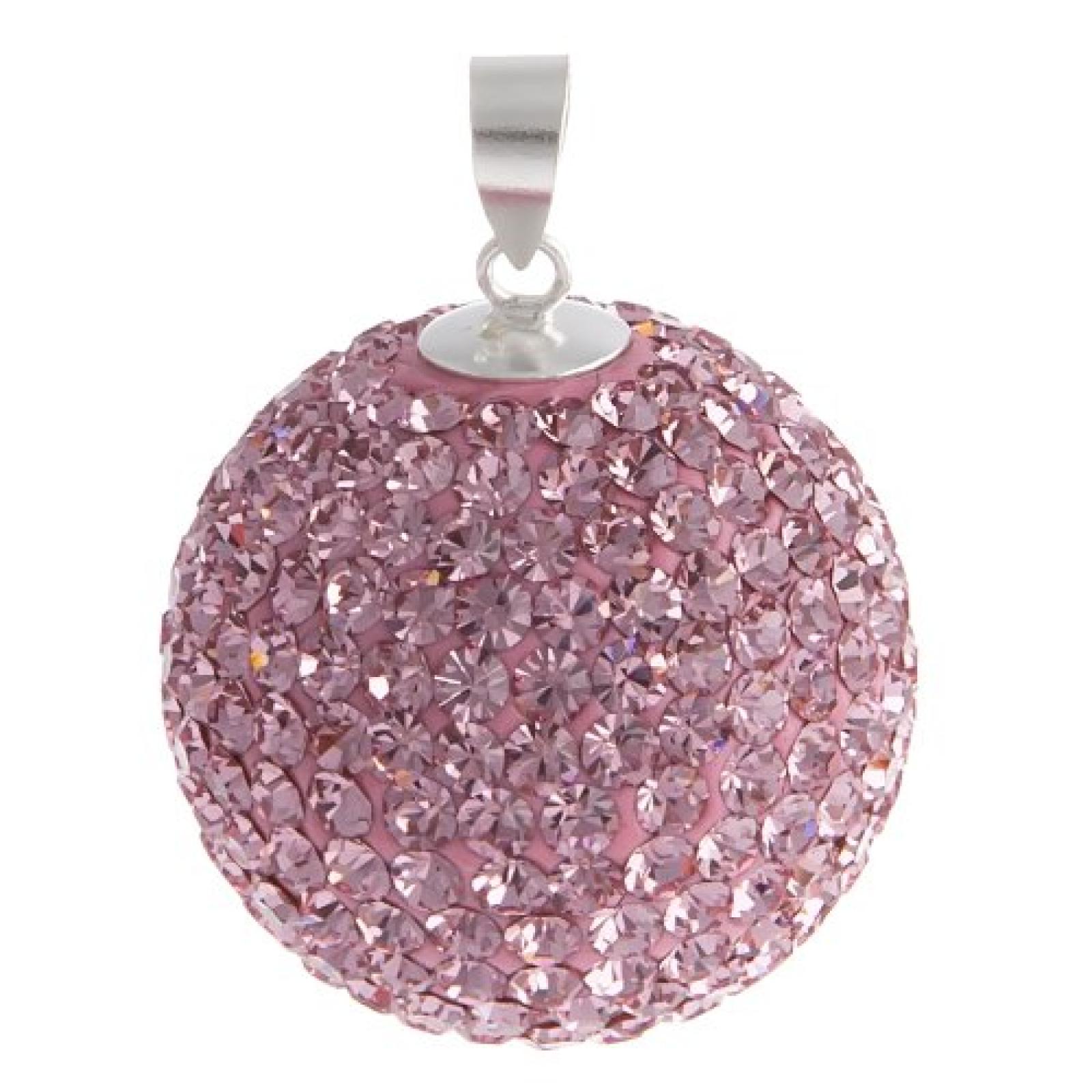 Bella Carina Damen Anhänger Kristall Elements, 22 mm rosa, 925 Sterling Silber Bella Carina Damen Anhänger Kristall Elements, 22 mm rosa, 925 Sterling Silber