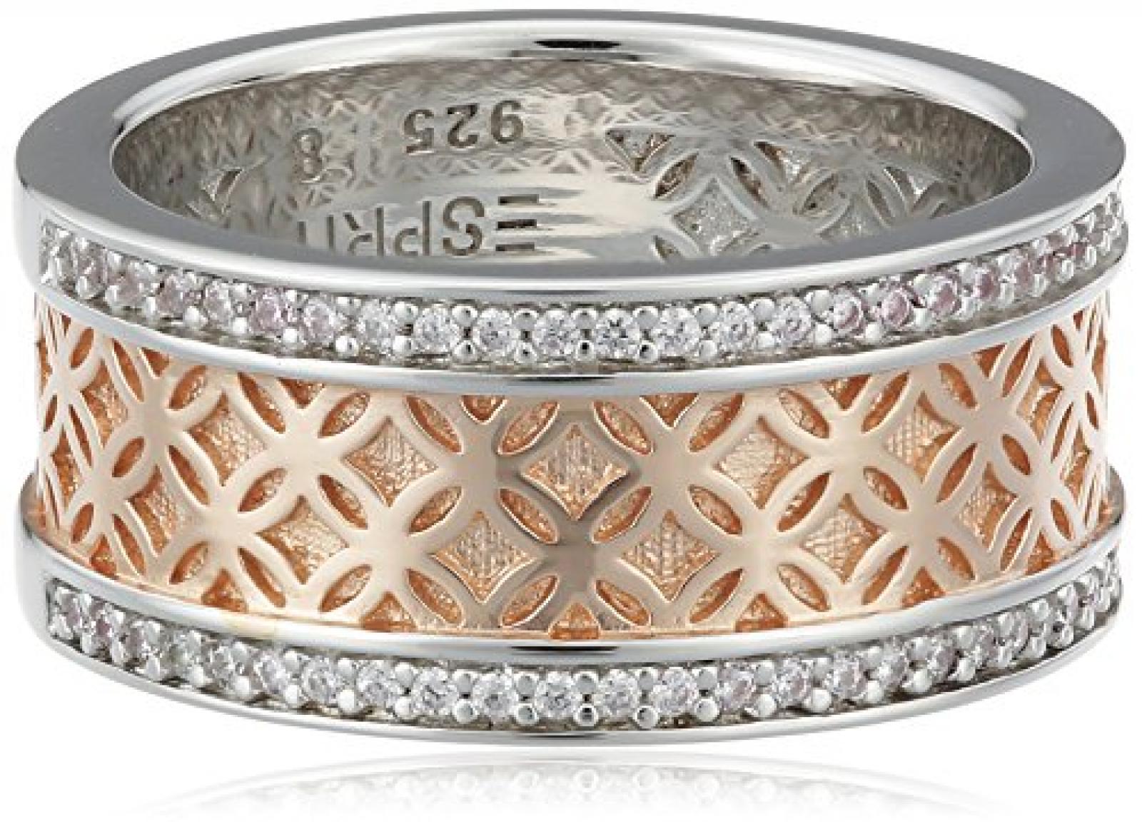 Esprit Damen-Ring 925 Sterling Silber rhodiniert Kristall Zirkonia star flash rose wei&szlig; ESRG91709C 