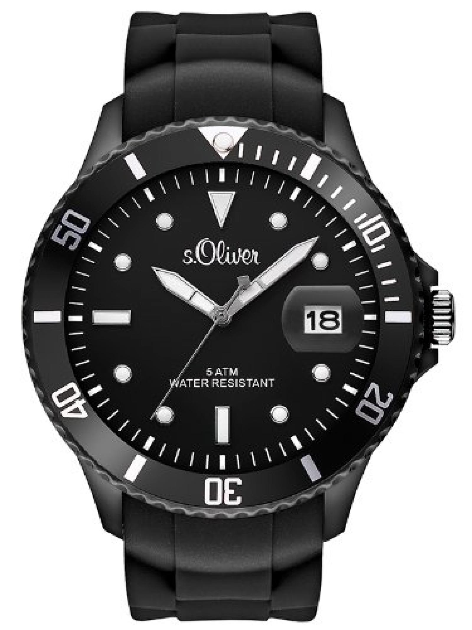 s.Oliver Herren-Armbanduhr XL Analog Quarz Silikon SO-2677-PQ 