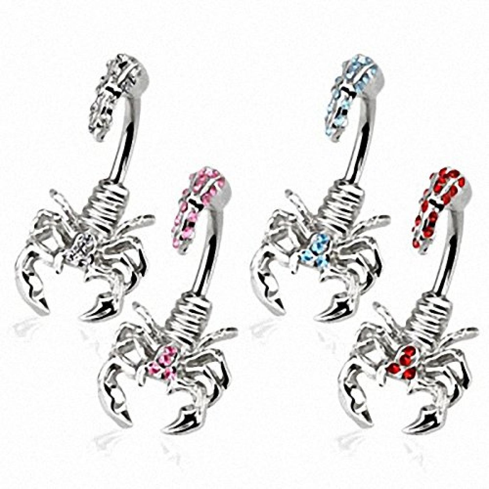 Taffstyle&reg; Bauchnabelpiercing Stecker Skorpion mit Kristallen Anh&auml;nger 