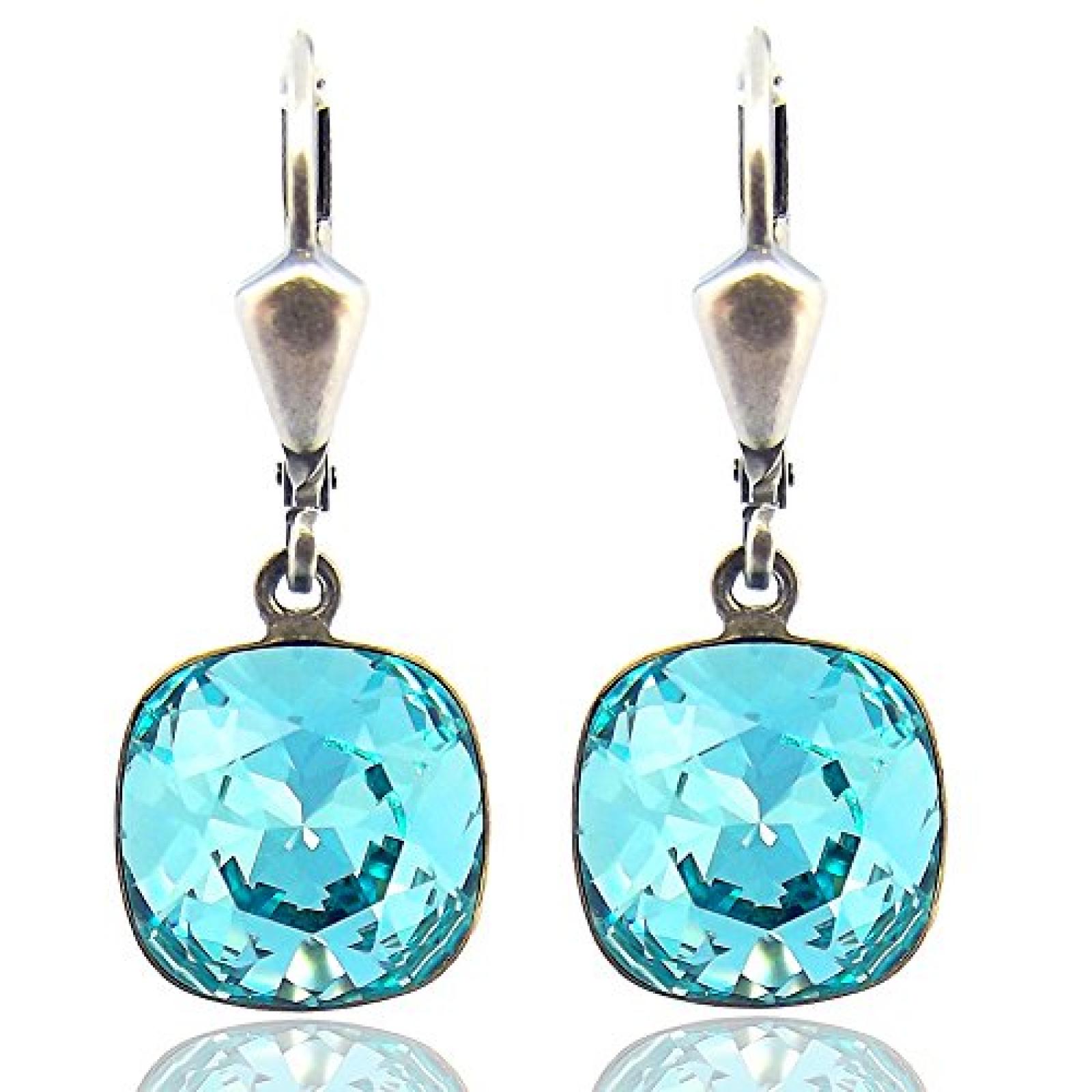 Ohrh&auml;nger mit Swarovski Elements Silber - Light Turquise 