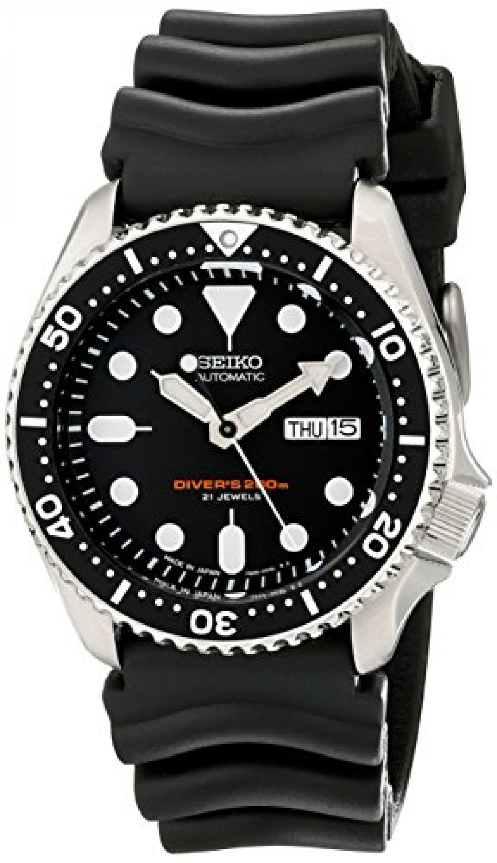 Seiko Automatic Taucher SKX007J1, Schwarzes Kautschukband, 200M - Made in Japan 