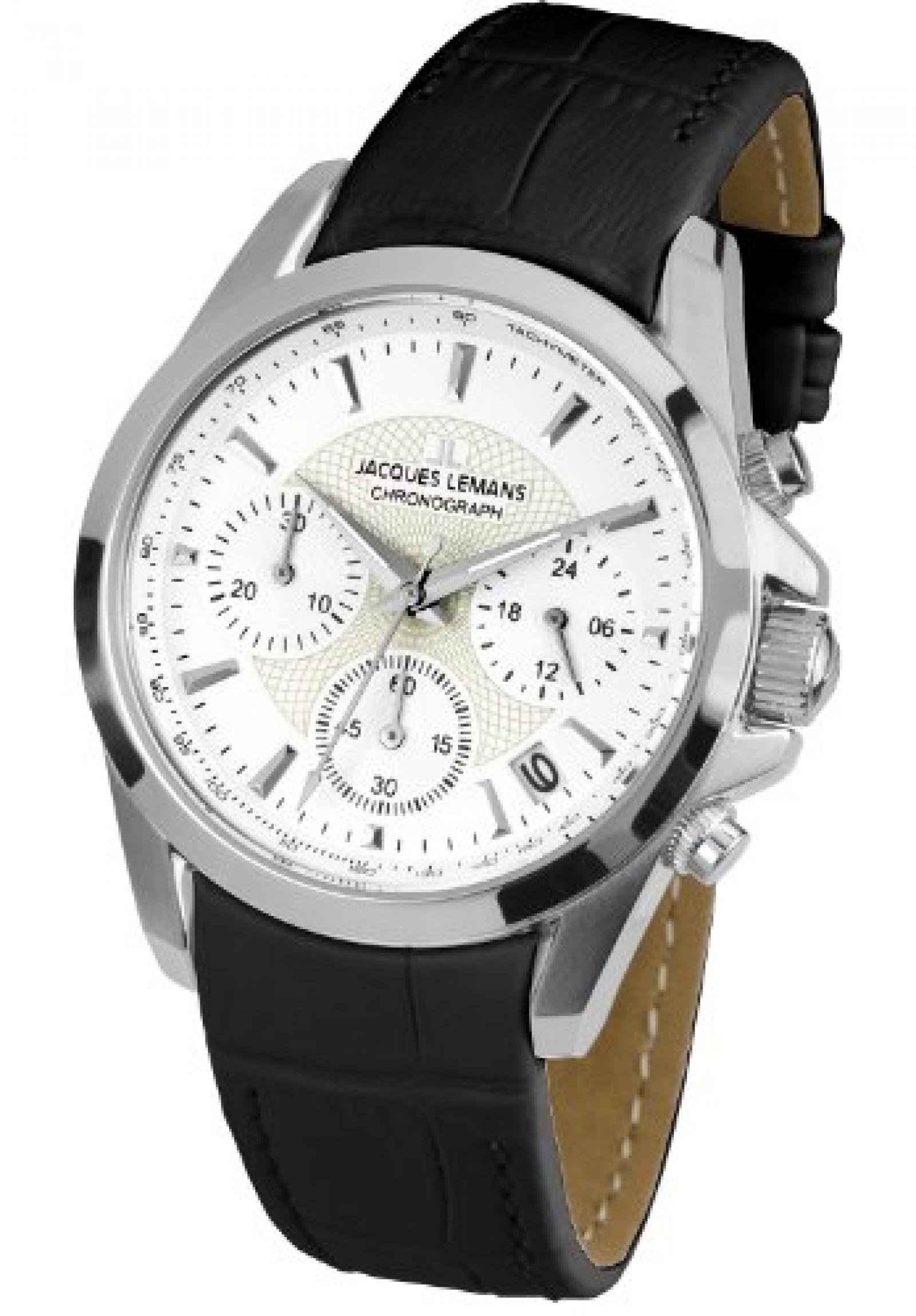 Jacques Lemans Damen-Armbanduhr XS Chronograph Quarz Leder 1-1752C 