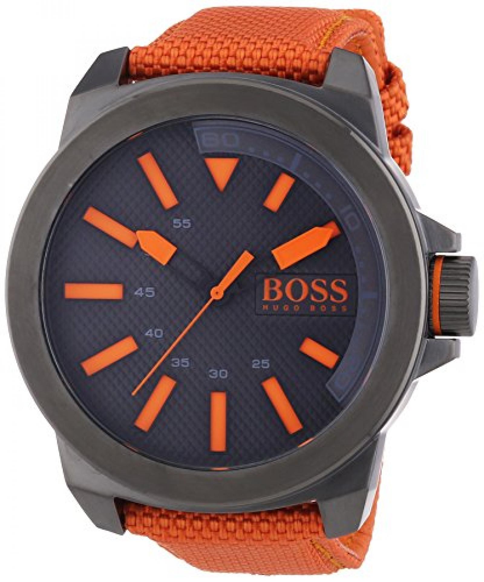 BOSS Orange Herren-Armbanduhr XL New York Analog Quarz Textil 1513010 