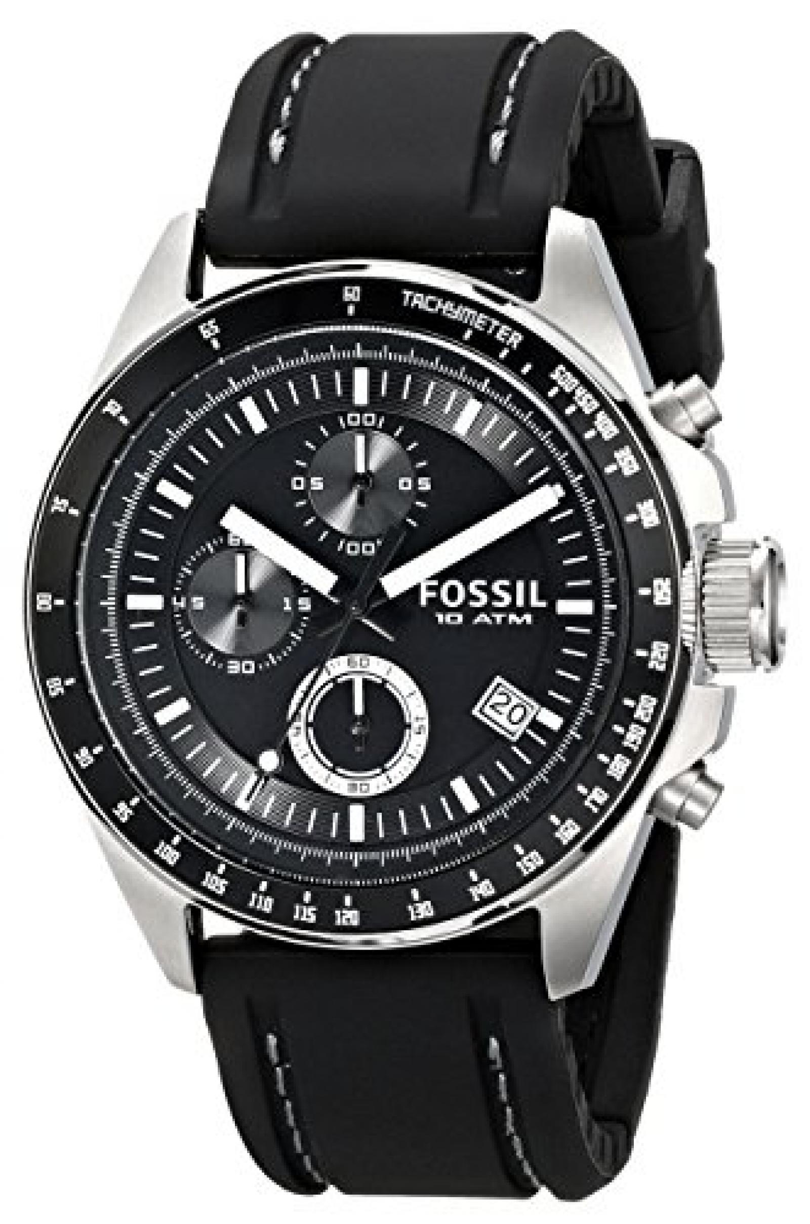 Fossil Herren-Armbanduhr Sport Chronograph Kautschuk schwarz CH2573 