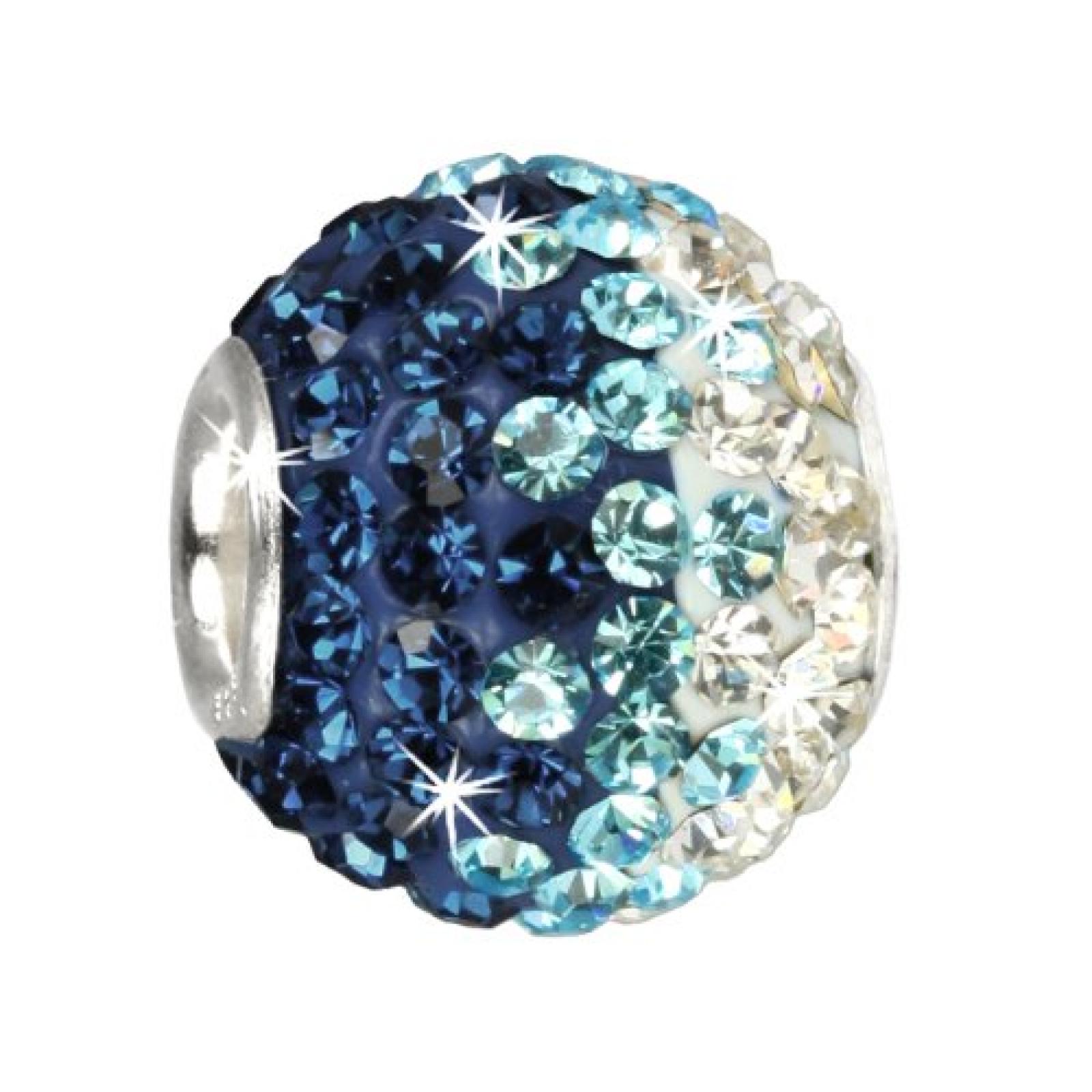 SilberDream Glitzer Bead Swarovski Kristalle t&uuml;rkis ICE SilberDream Silber Beads f&uuml;r Bettelarmb&auml;nder GSB006 