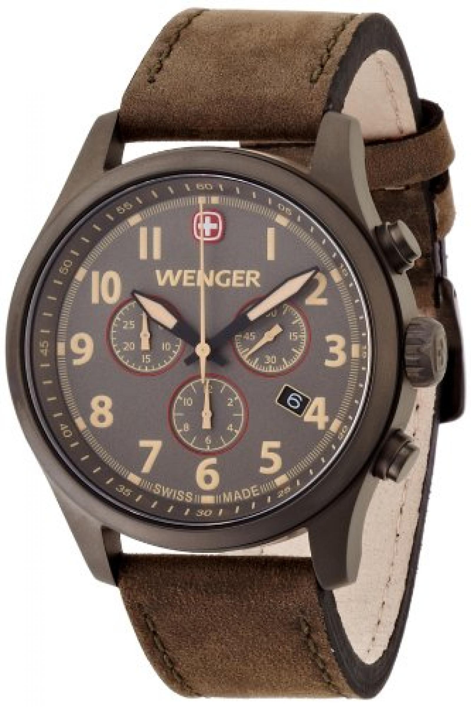 Wenger Herren-Armbanduhr XL Terragraph Chronograph Quarz Leder 01.5431.103 