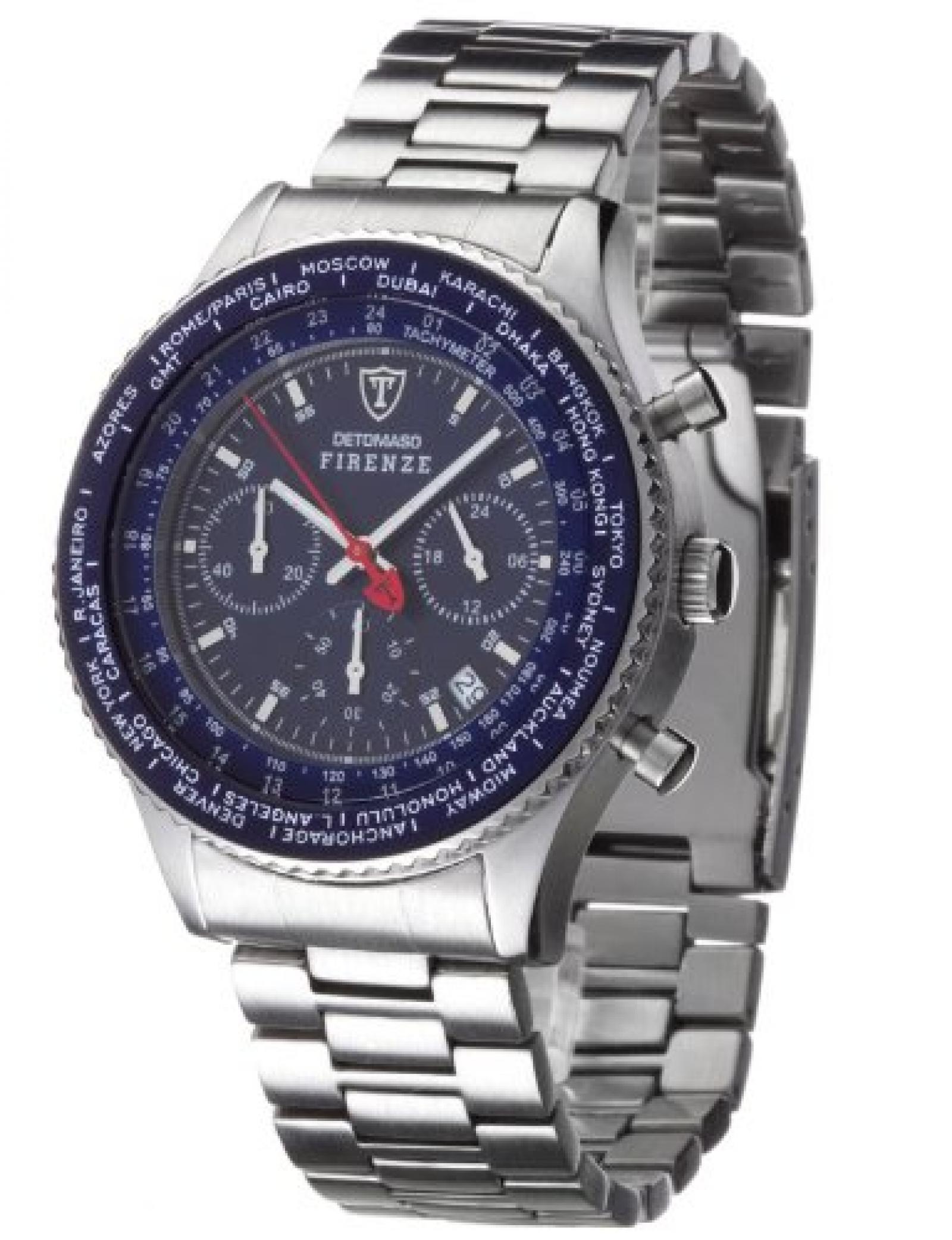 Detomaso Herrenuhr Firenze Edelstahl silber/blau Chronograph Quarz Detomaso Herrenuhr Firenze Edelstahl silber/blau Chronograph Quarz