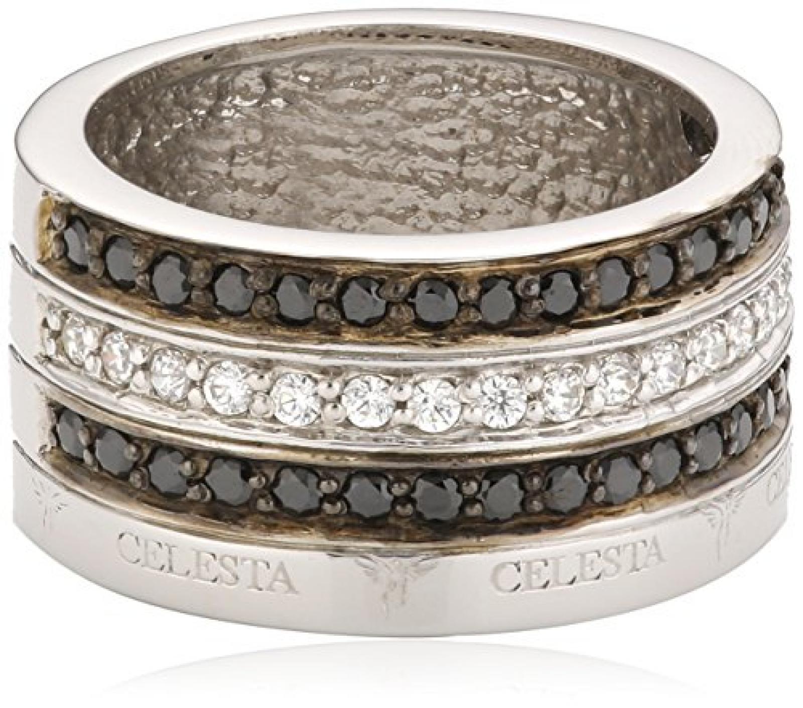 Celesta Damen-Ring 925 Sterlingsilber Zirkonia schwarz und weiß Gr. 54 (17.2) 273270753054 