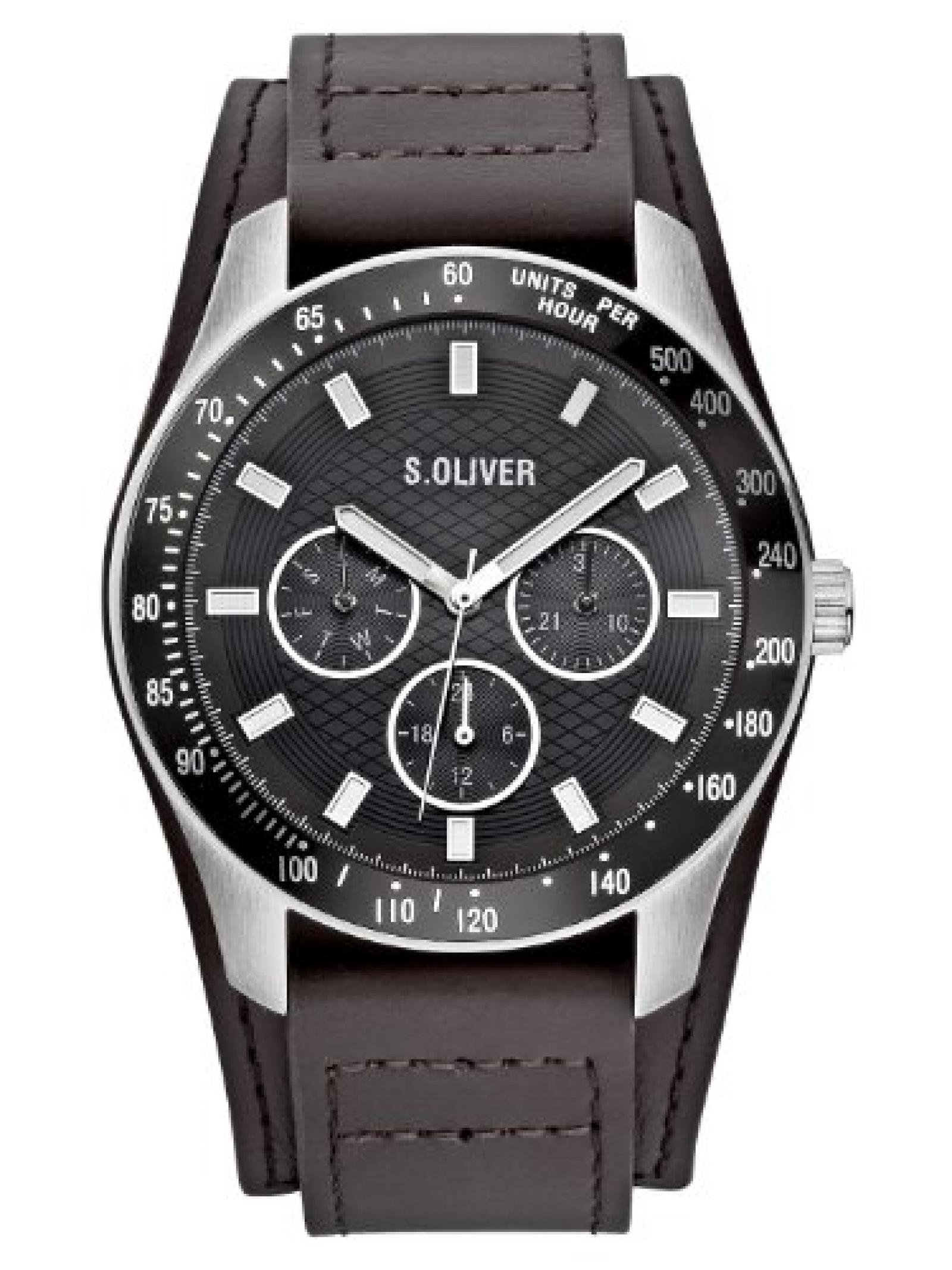 s.Oliver Herren-Armbanduhr Casual XL Chronograph Quarz Leder SO-2503-LM s.Oliver Herren-Armbanduhr Casual XL Chronograph Quarz Leder SO-2503-LM