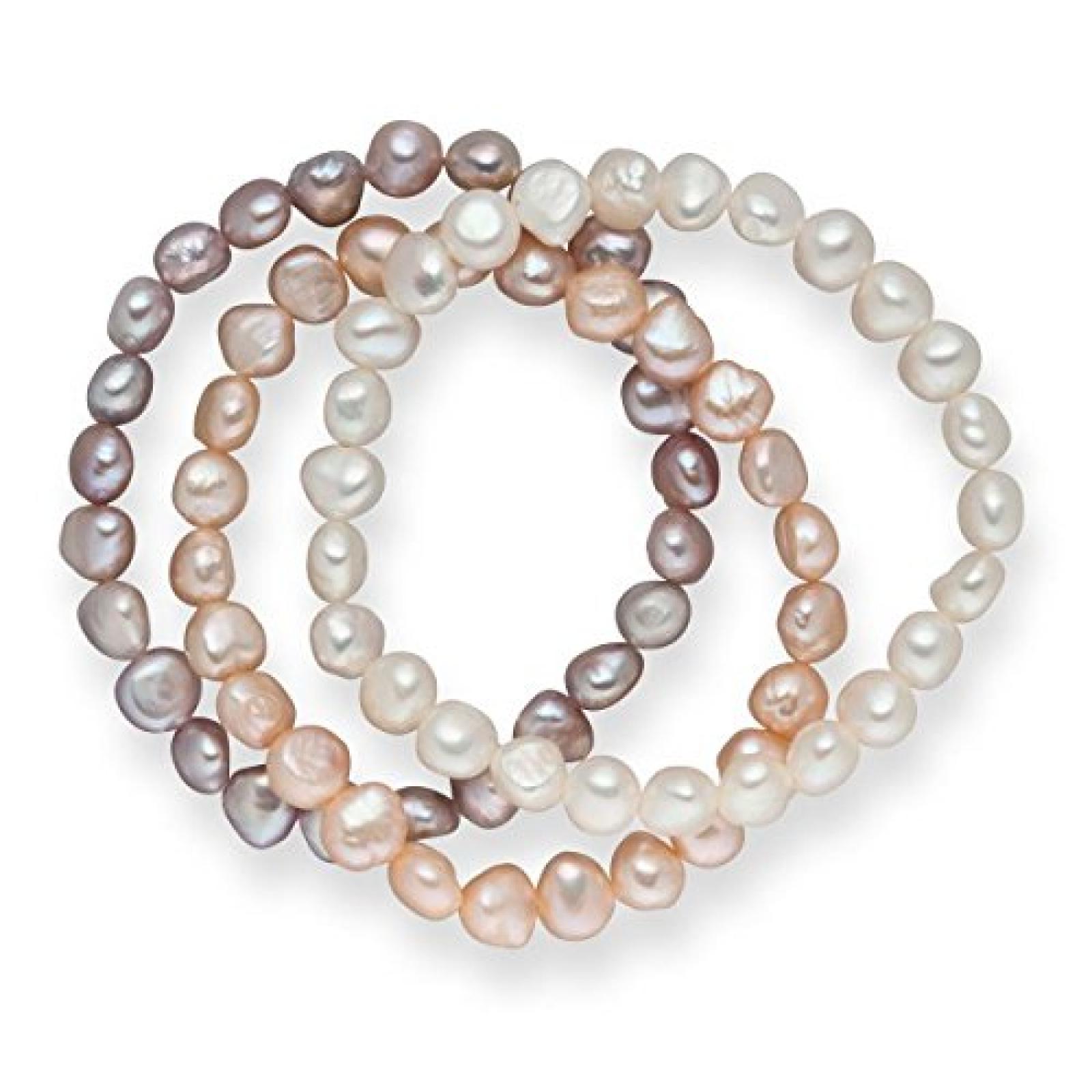 Valero Pearls 3er Set Armbänder Süßwasserzuchtperlen weiß apricot flieder 60201783 