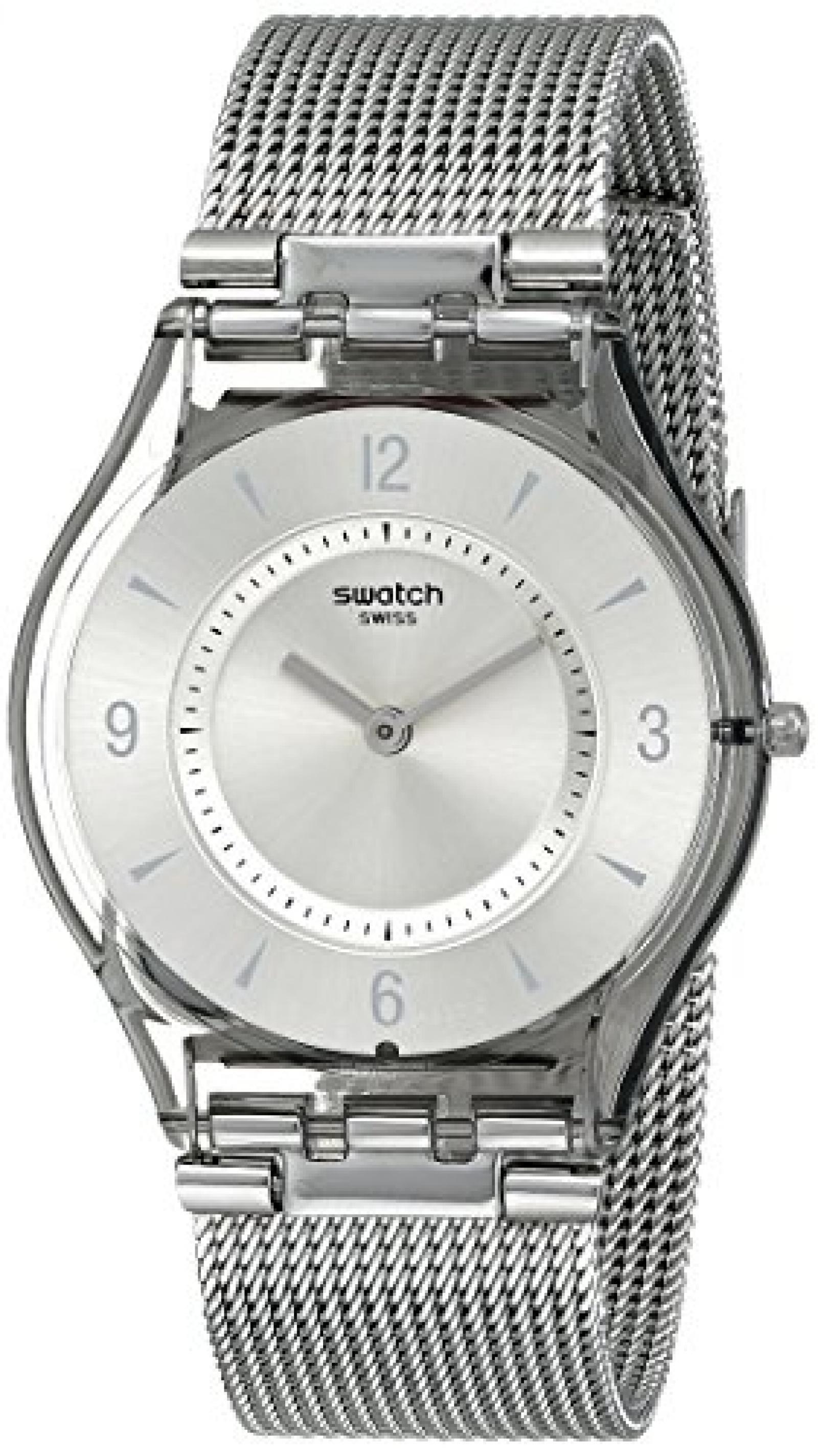 Swatch Damen-Armbanduhr XS Metal Knit Analog Quarz Edelstahl SFM118M 