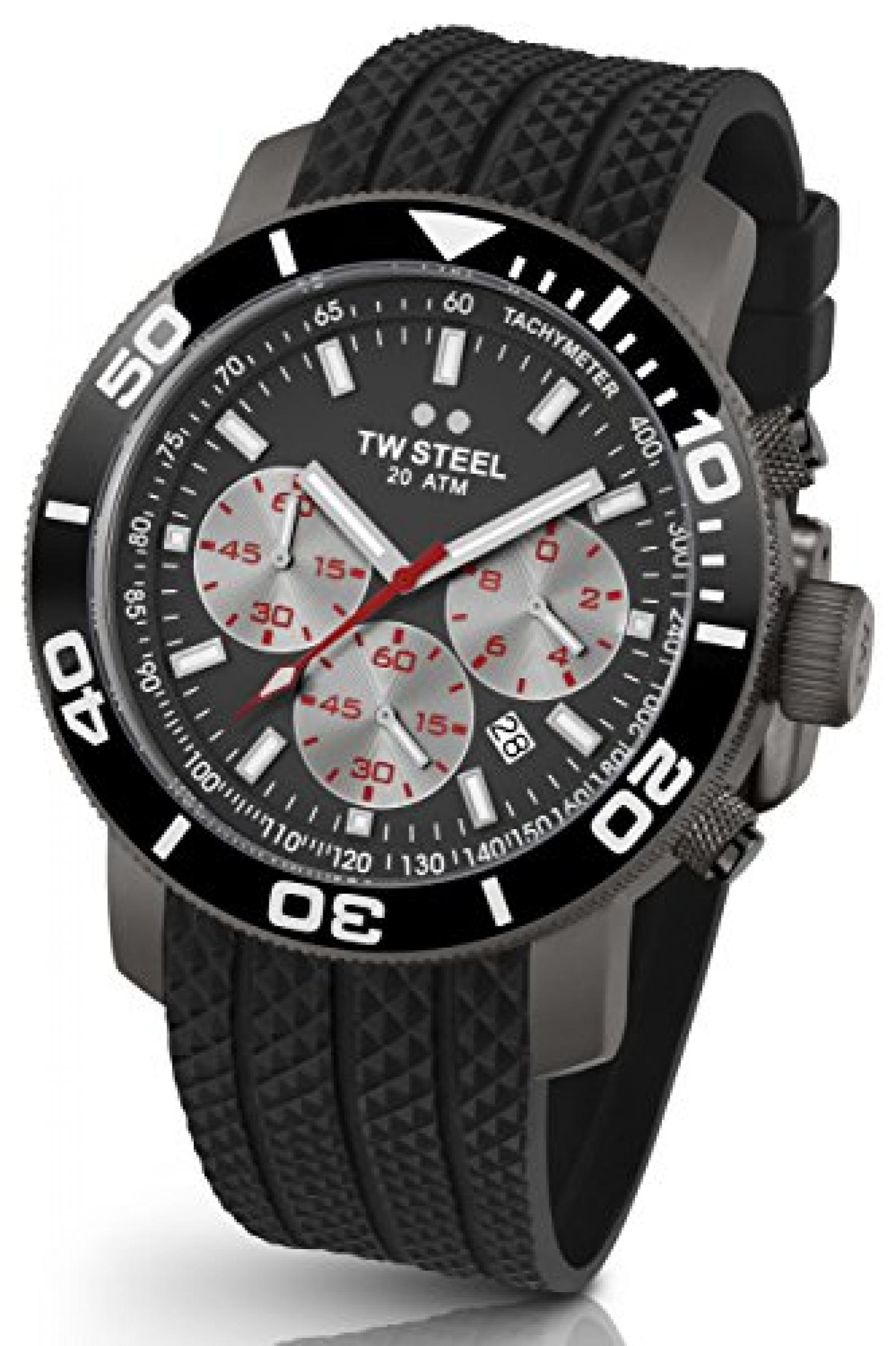 TW Steel Herren-Armbanduhr XL Diver Chronograph Quarz Kautschuk TW-705 TW Steel Herren-Armbanduhr XL Diver Chronograph Quarz Kautschuk TW-705