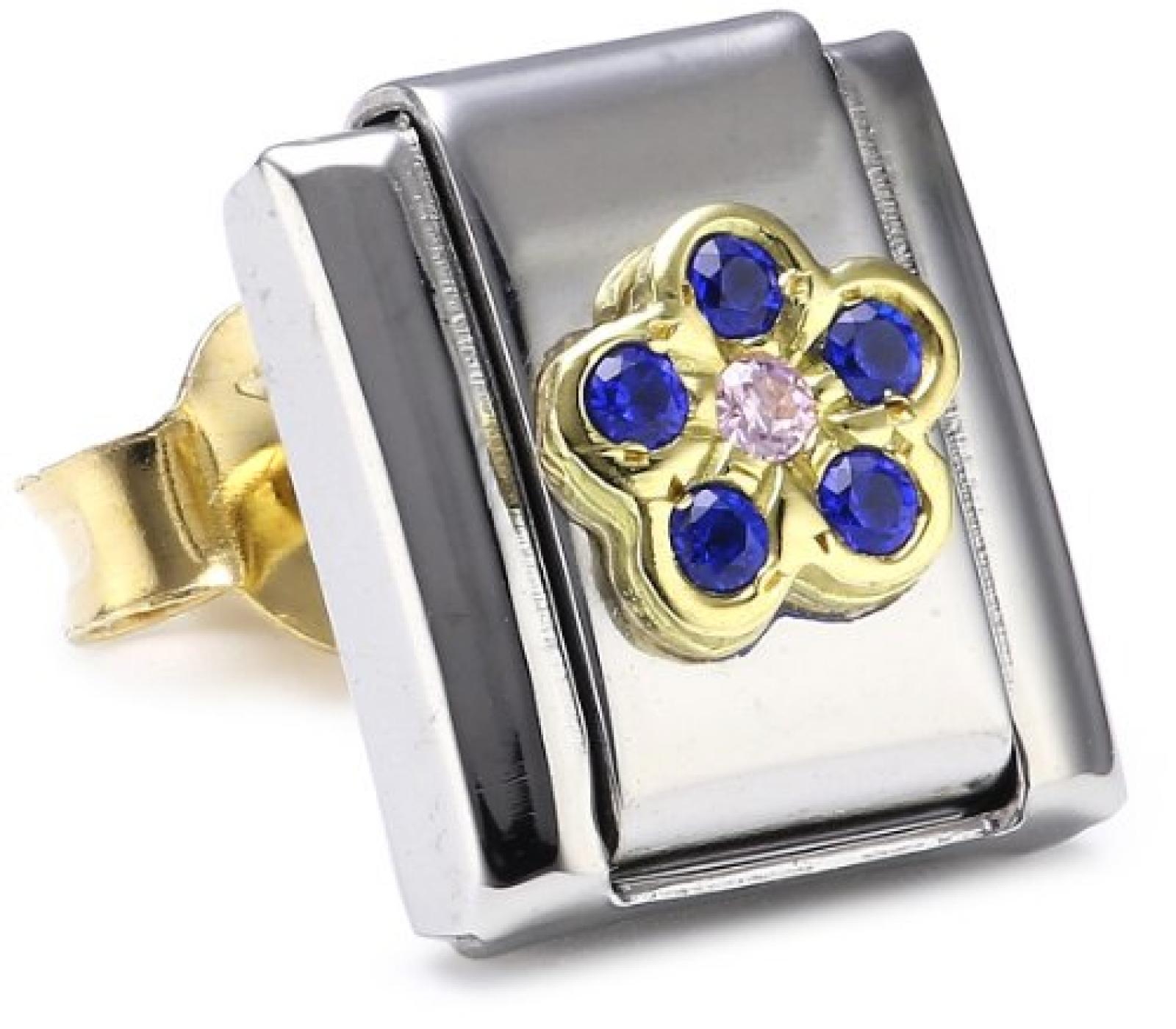 Nomination Ohrring CLASSIC BLUMEN aus Edelstahl, 18K-Gold und Cubic Zirconia (Blume ohne Stiel BLAU/ROSA) 038303 Nomination Ohrring CLASSIC BLUMEN aus Edelstahl, 18K-Gold und Cubic Zirconia (Blume ohne Stiel BLAU/ROSA) 038303