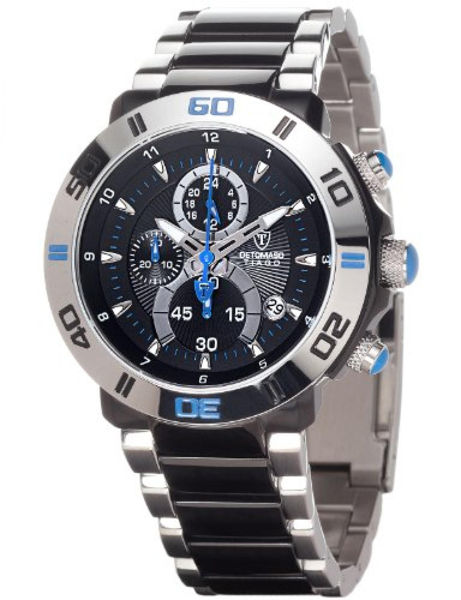 Detomaso Herren-Armbanduhr XL  TIAGO Blue DT2009-D Trend Chronograph Quarz Edelstahl DT2009-D 