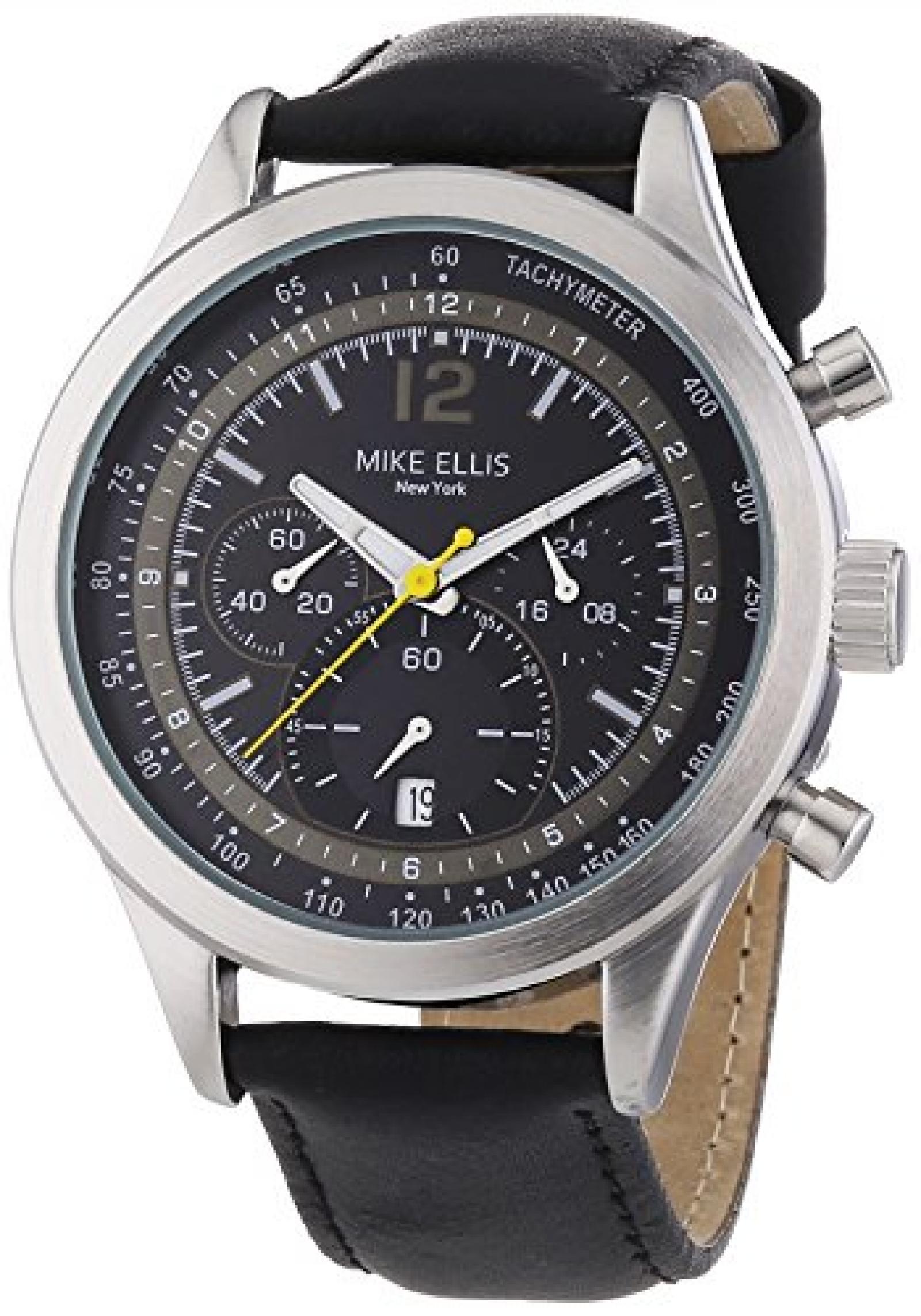 Mike Ellis New York Herren-Armbanduhr XL Chronograph Quarz Leder SL4-60226 