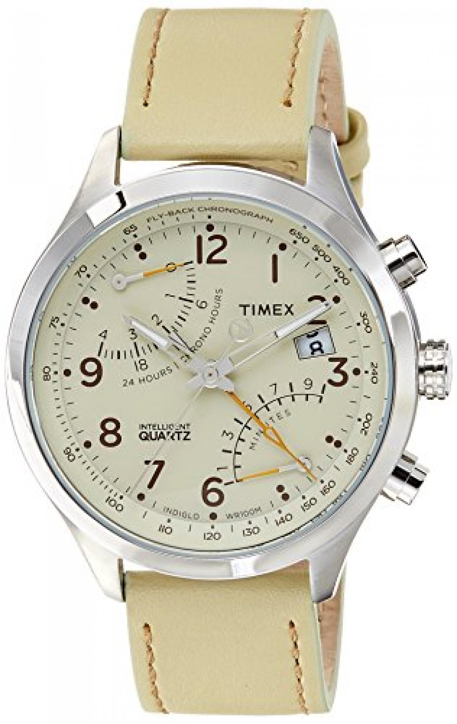 Timex Herren-Armbanduhr XL Fly-back Chronograph Quarz Leder T2P382 Timex Herren-Armbanduhr XL Fly-back Chronograph Quarz Leder T2P382