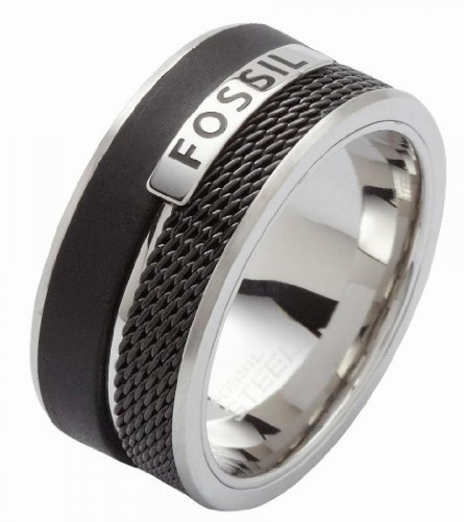 Fossil Herren-Ring Edelstahl PU schwarz ionisiert Gr.18 JF86390040 