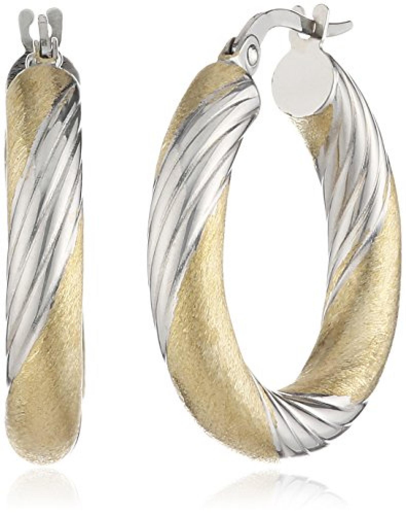 Celesta Damen-Creolen 375 Gelbgold zweifarbig 22 mm strukturiert 242310093 