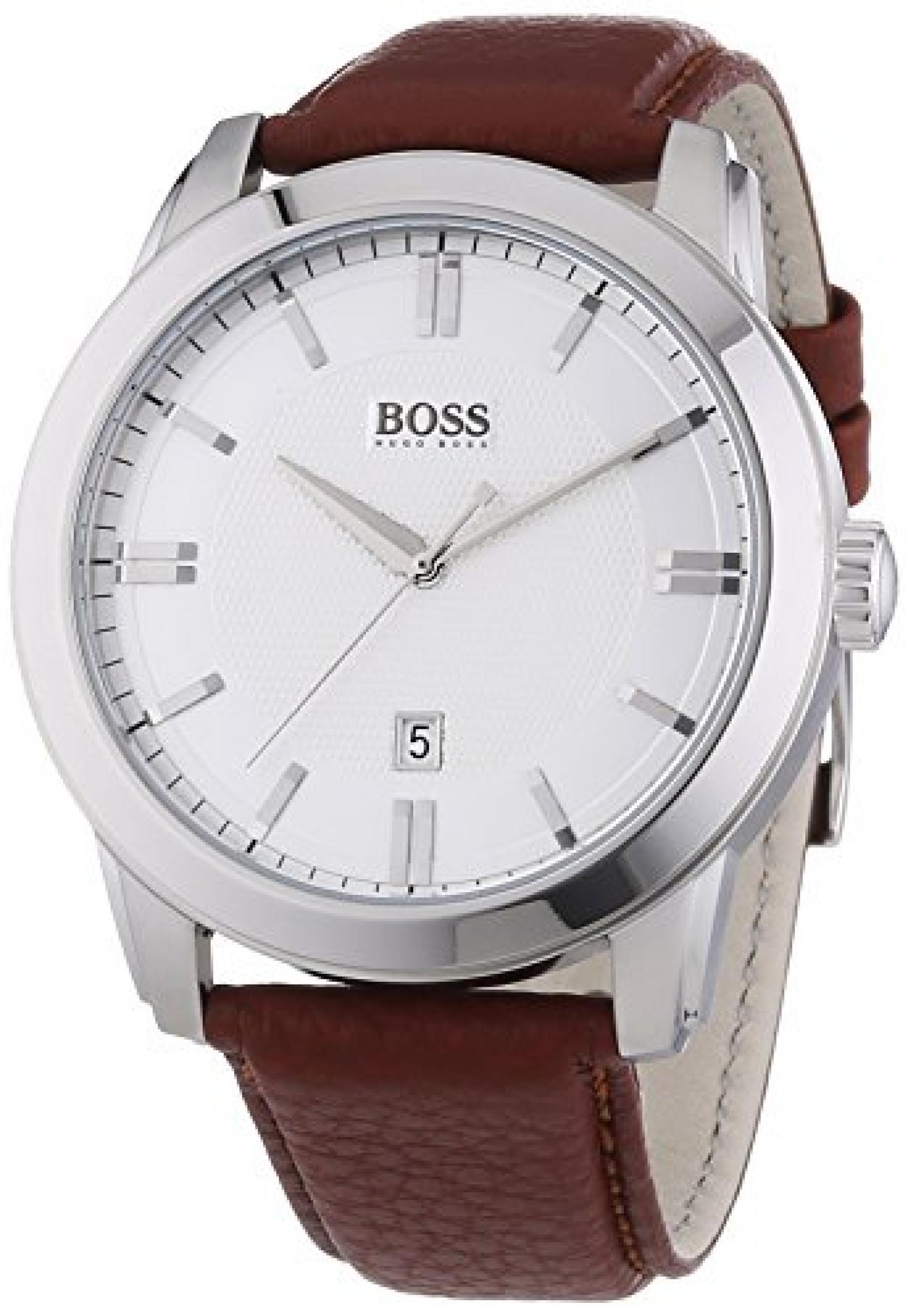 Hugo Boss Herren-Armbanduhr XL HB-1004 Analog Quarz Leder 1513017 Hugo Boss Herren-Armbanduhr XL HB-1004 Analog Quarz Leder 1513017
