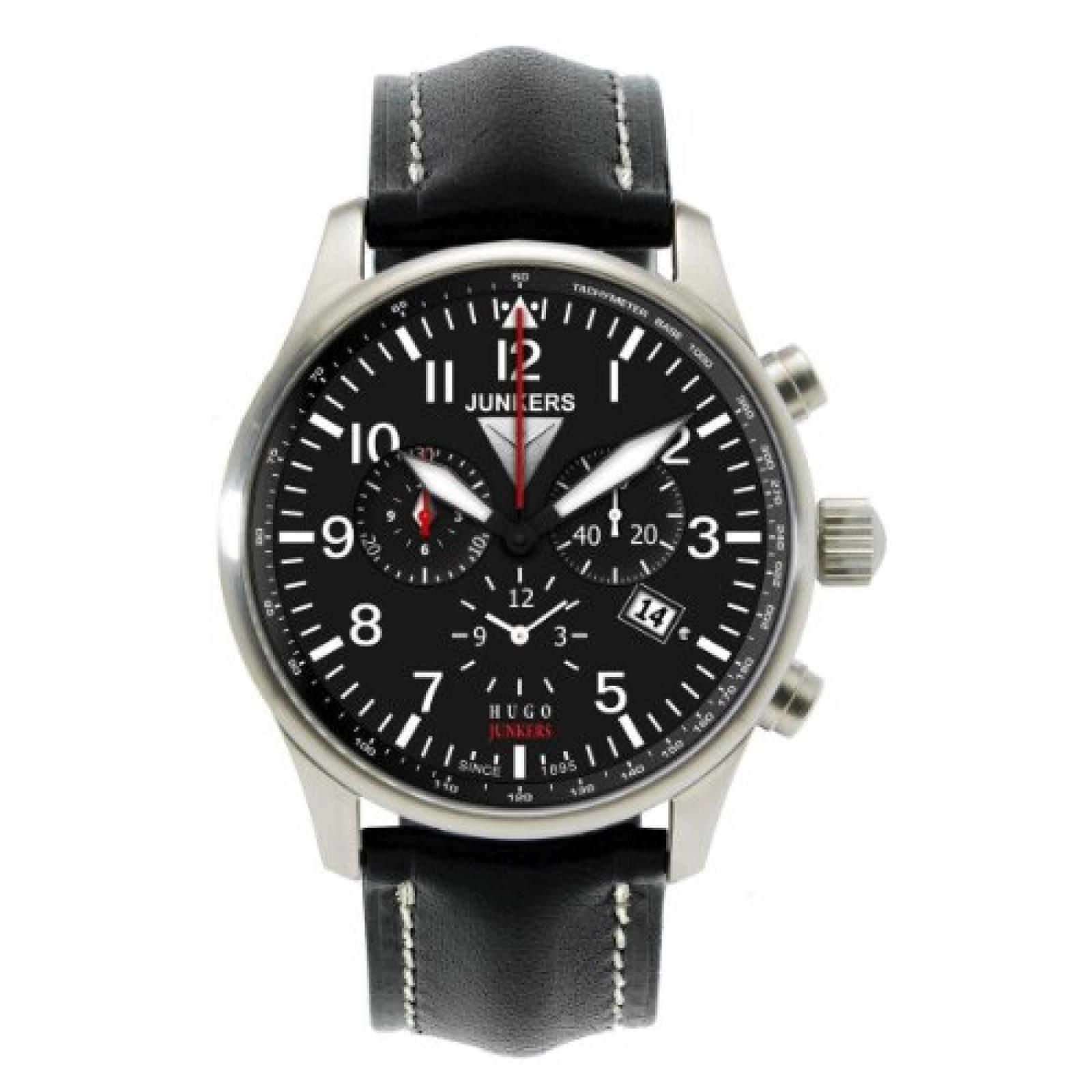 Junkers Herren-Armbanduhr XL Hugo Chronograph Quarz Leder 66842 Junkers Herren-Armbanduhr XL Hugo Chronograph Quarz Leder 66842