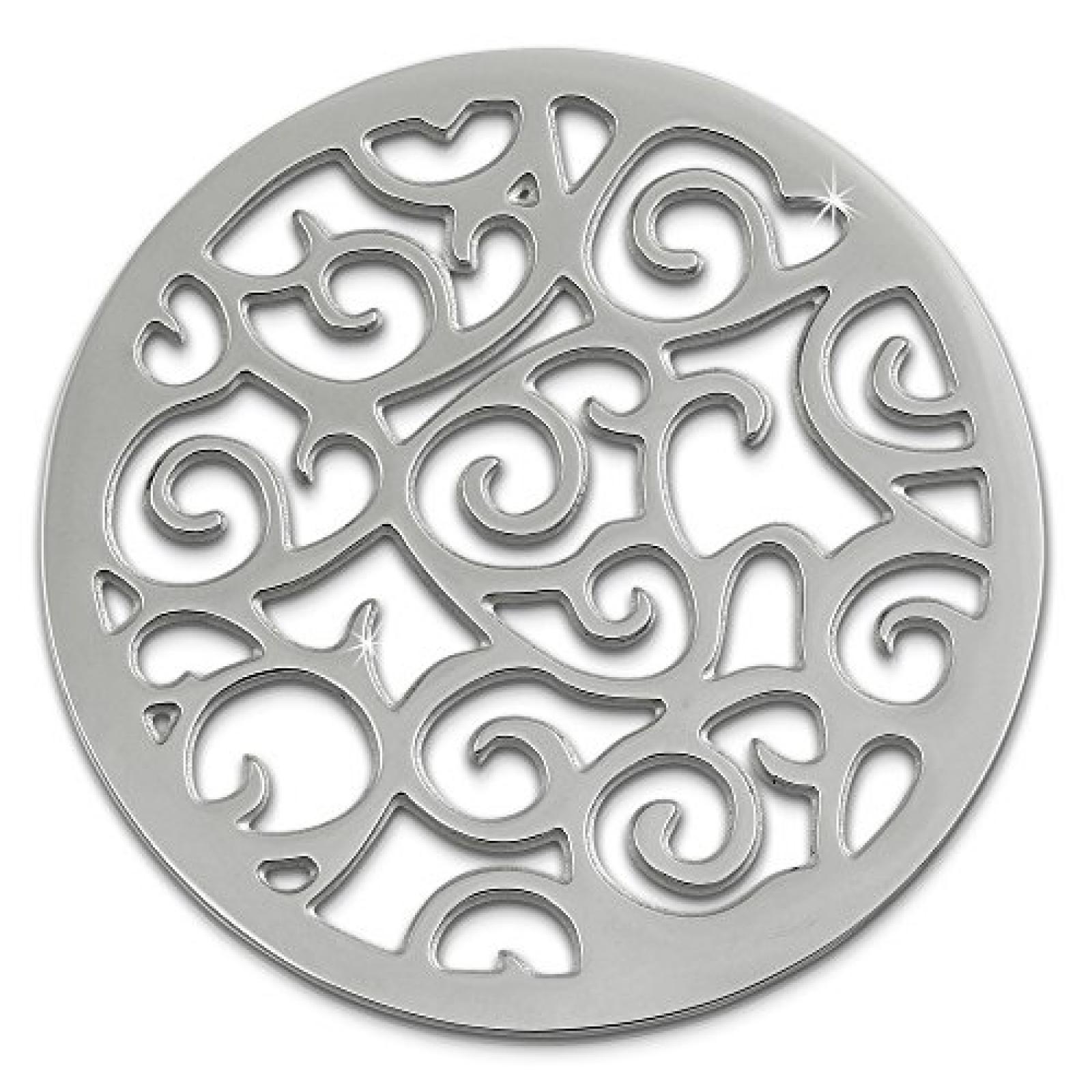 Amello Coin Edelstahl-Schmuck Coin silber Ornament - Coin f&uuml;r Amello Coinsfassung f&uuml;r Damen - Edelstahlschmuck Stainless Steel ESC505J 