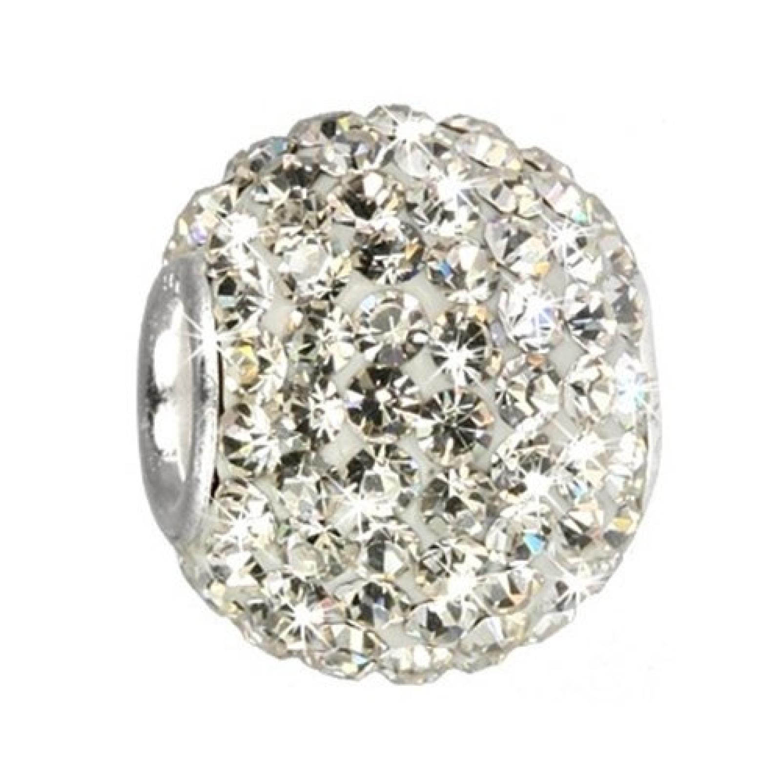 SilberDream Glitzer Bead Swarovski Kristalle wei&szlig; Shiny SilberDream Silber Beads f&uuml;r Bettelarmb&auml;nder GSB201 