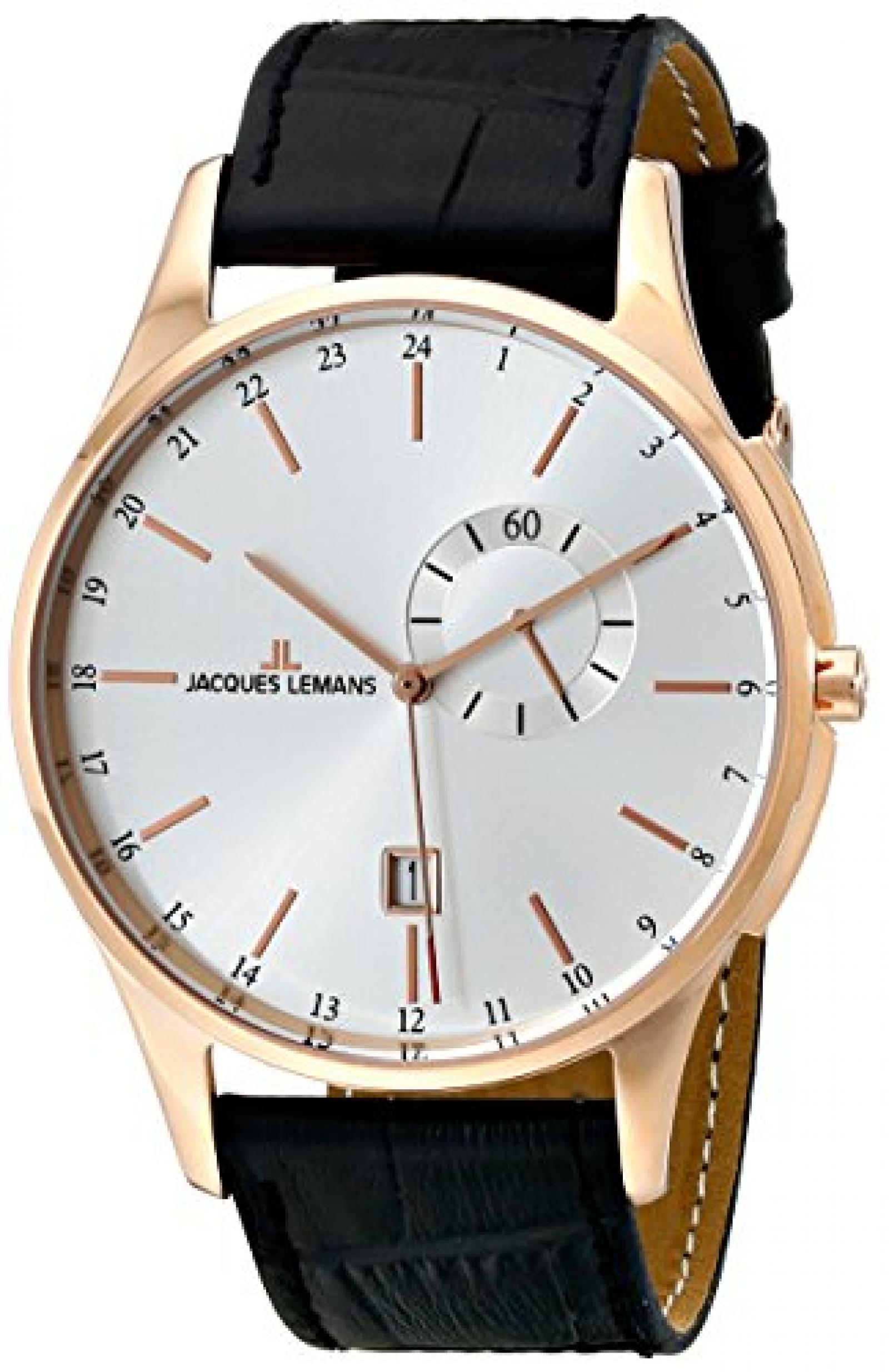 Jacques Lemans Herren-Armbanduhr XL London Analog Quarz Leder 1-1744D Jacques Lemans Herren-Armbanduhr XL London Analog Quarz Leder 1-1744D